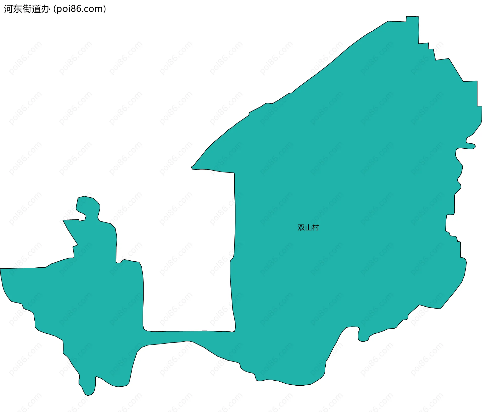 河东街道办边界地图(五级行政区划)