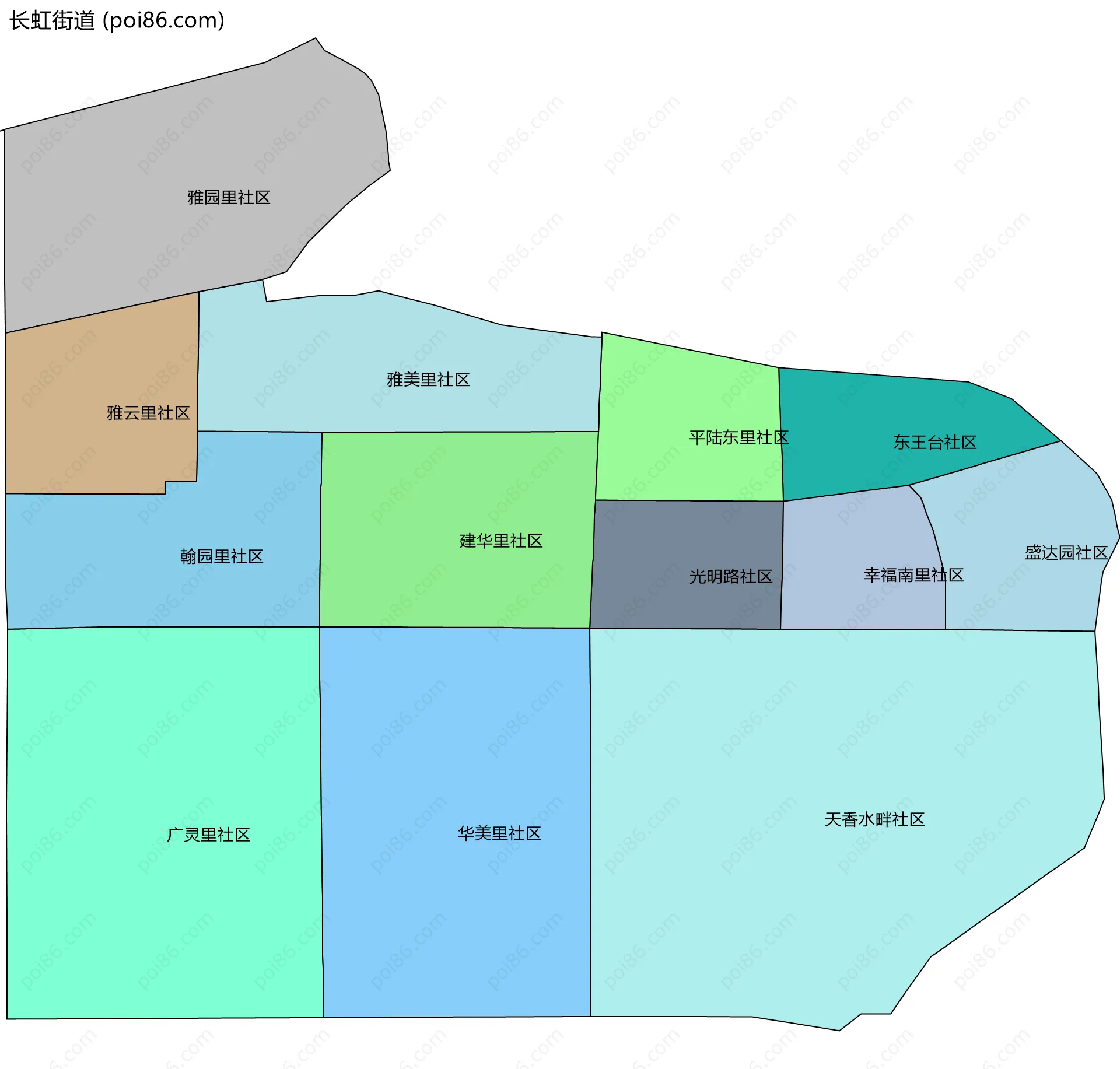长虹街道边界地图(五级行政区划)