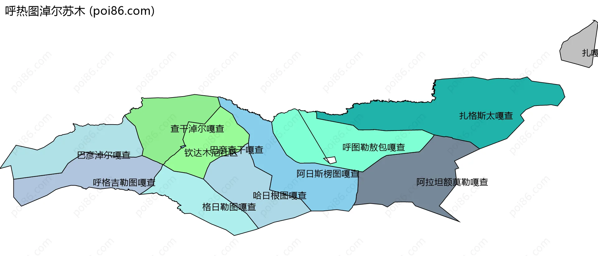 呼热图淖尔苏木边界地图(五级行政区划)