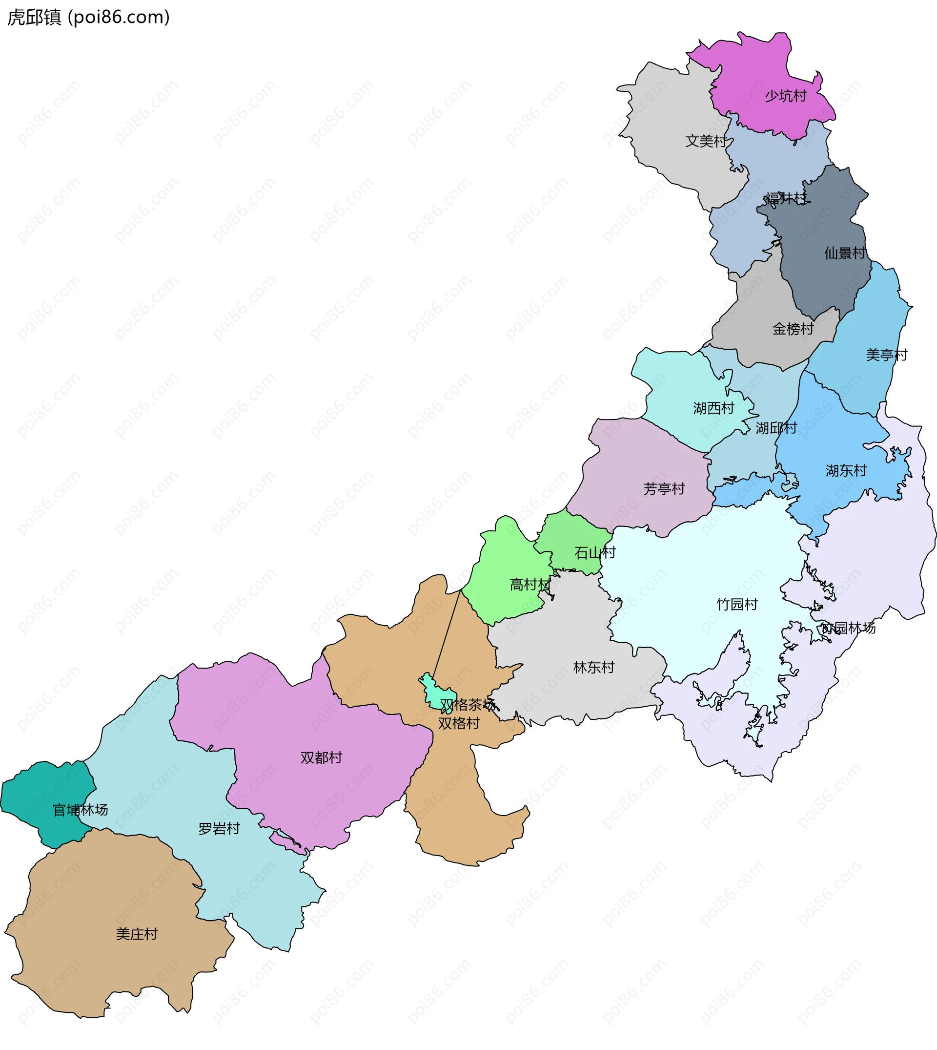 虎邱镇边界地图(五级行政区划)