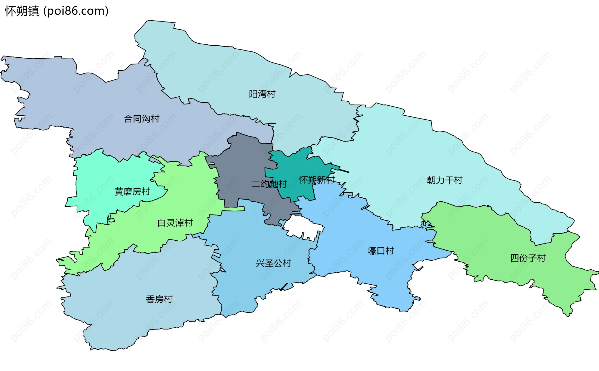怀朔镇边界地图(五级行政区划)