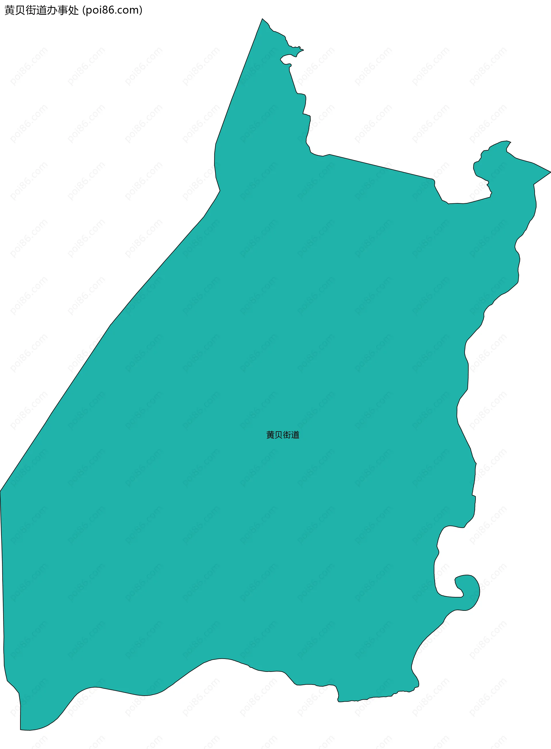 黄贝街道办事处边界地图(五级行政区划)