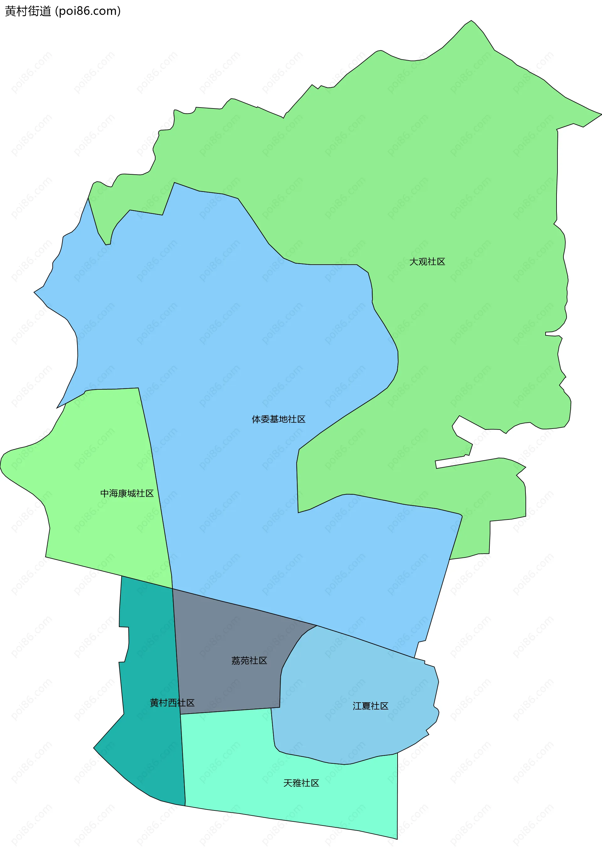 黄村街道边界地图(五级行政区划)
