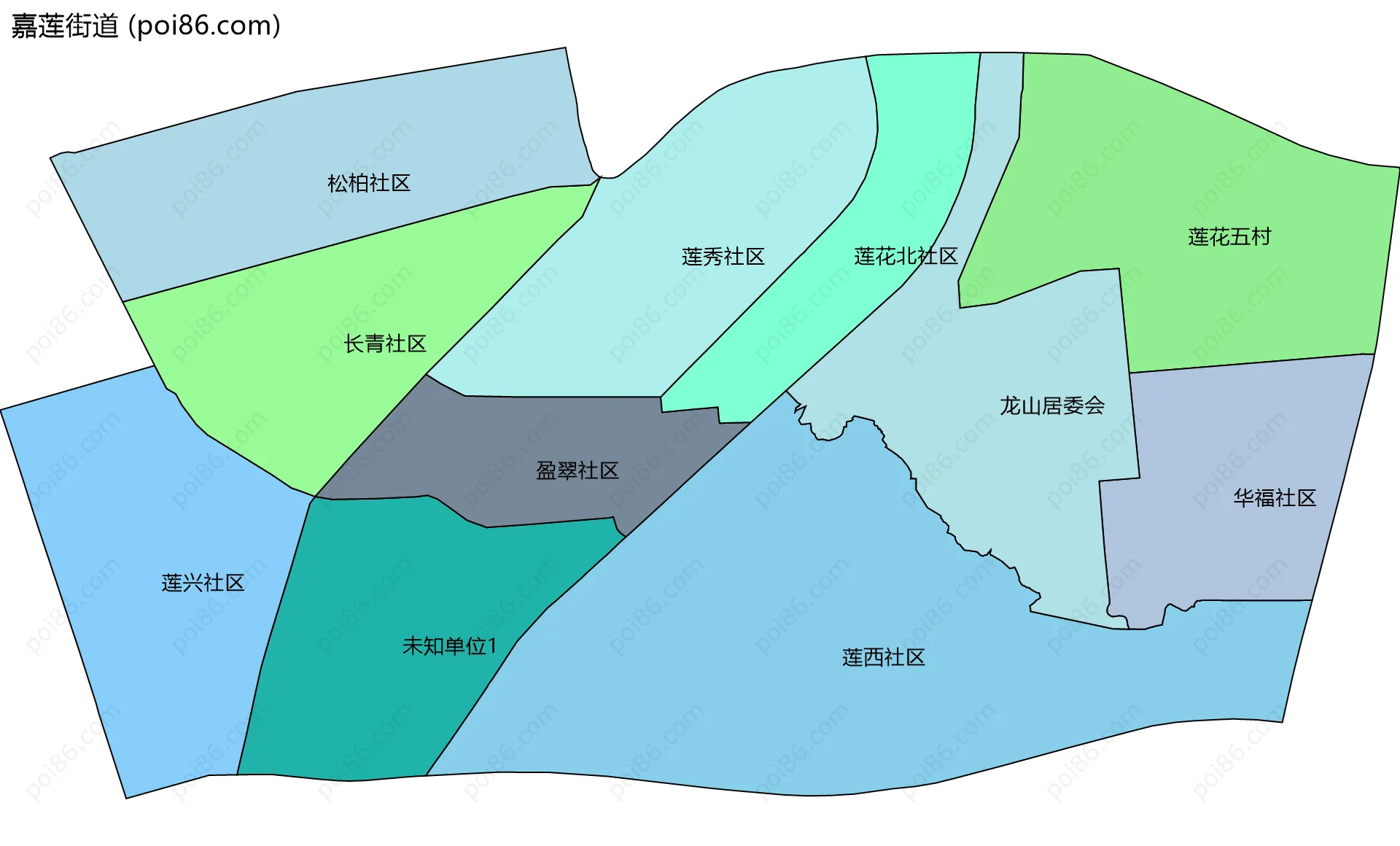 嘉莲街道边界地图(五级行政区划)