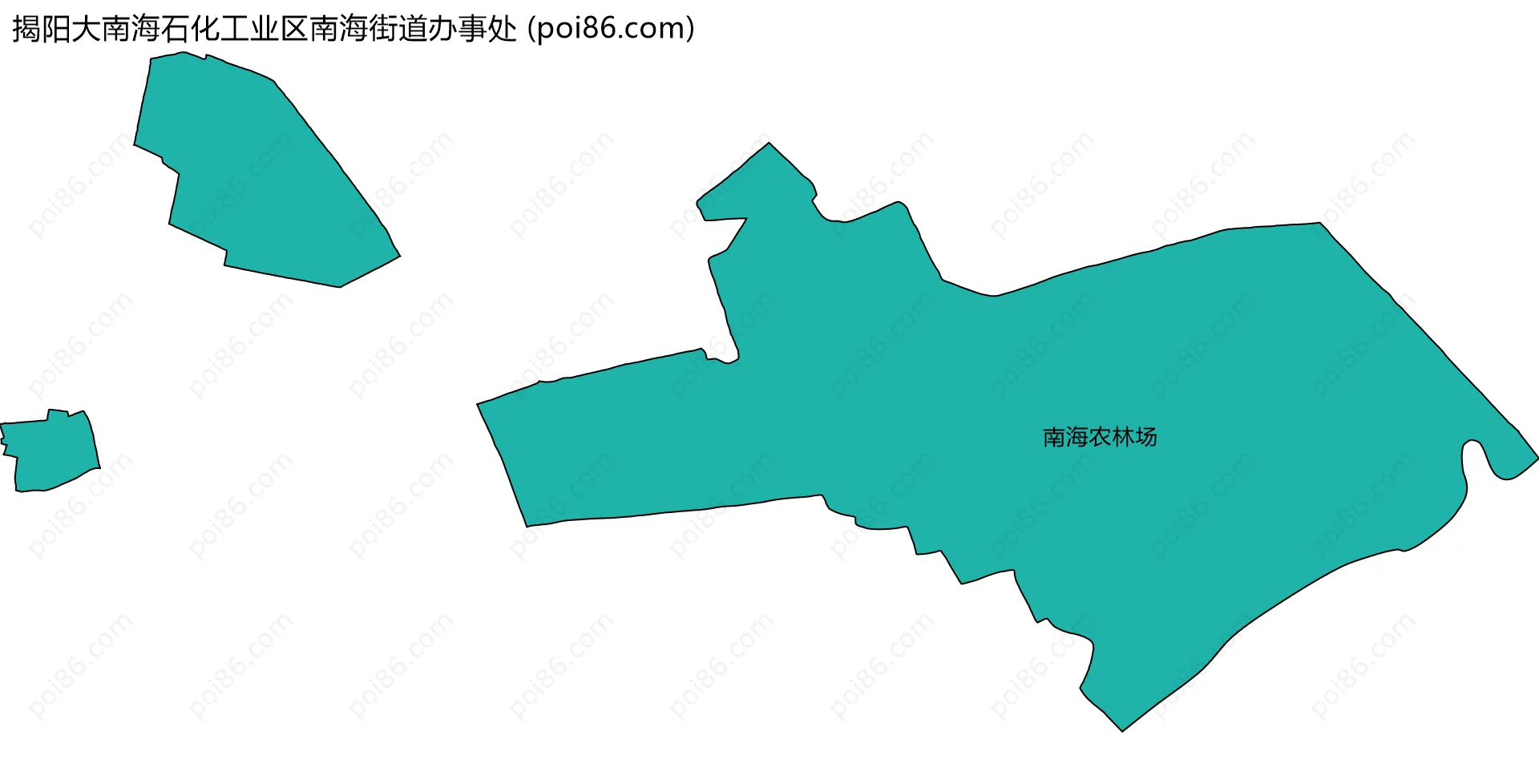 揭阳大南海石化工业区南海街道办事处边界地图(五级行政区划)