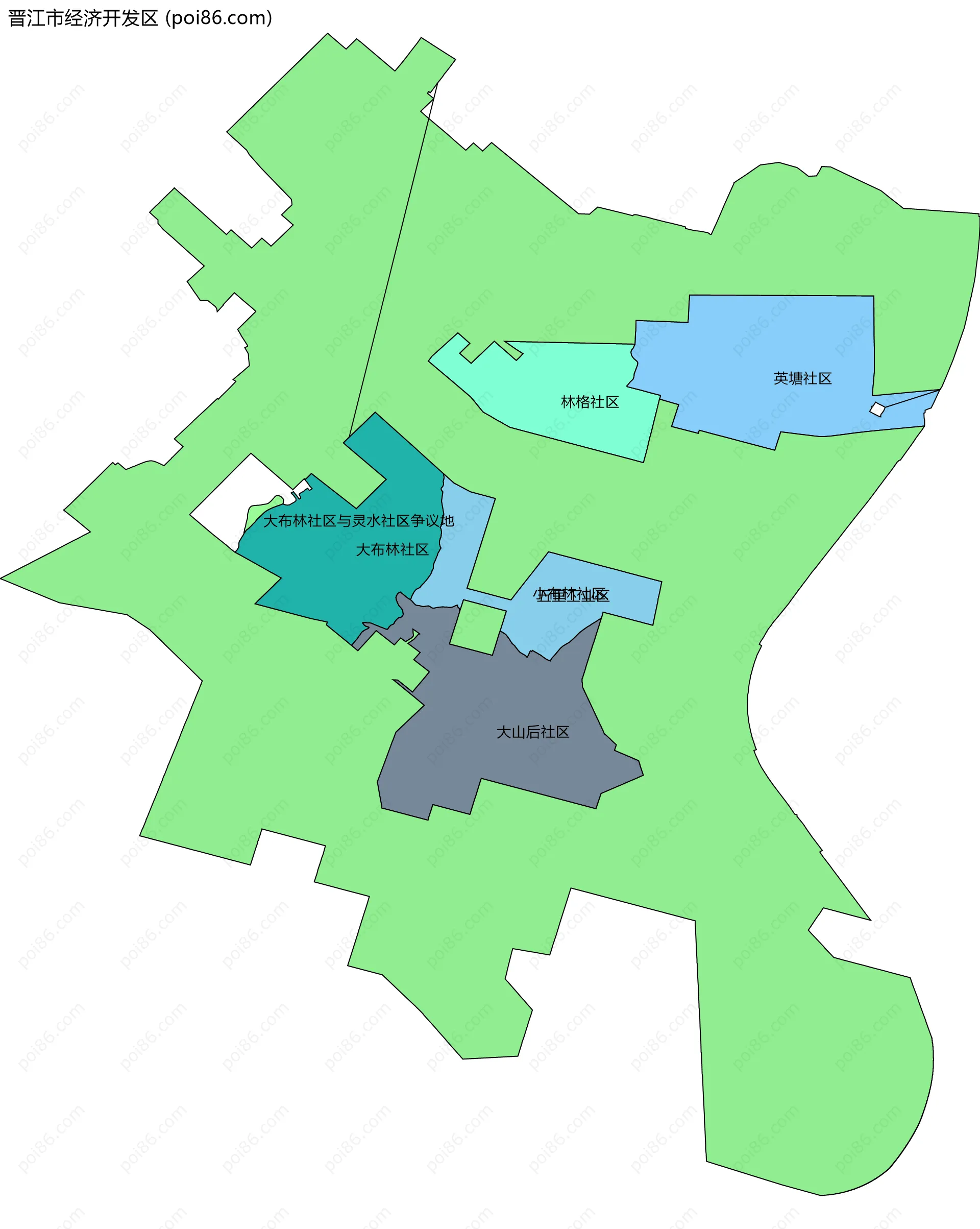 晋江市经济开发区边界地图(五级行政区划)