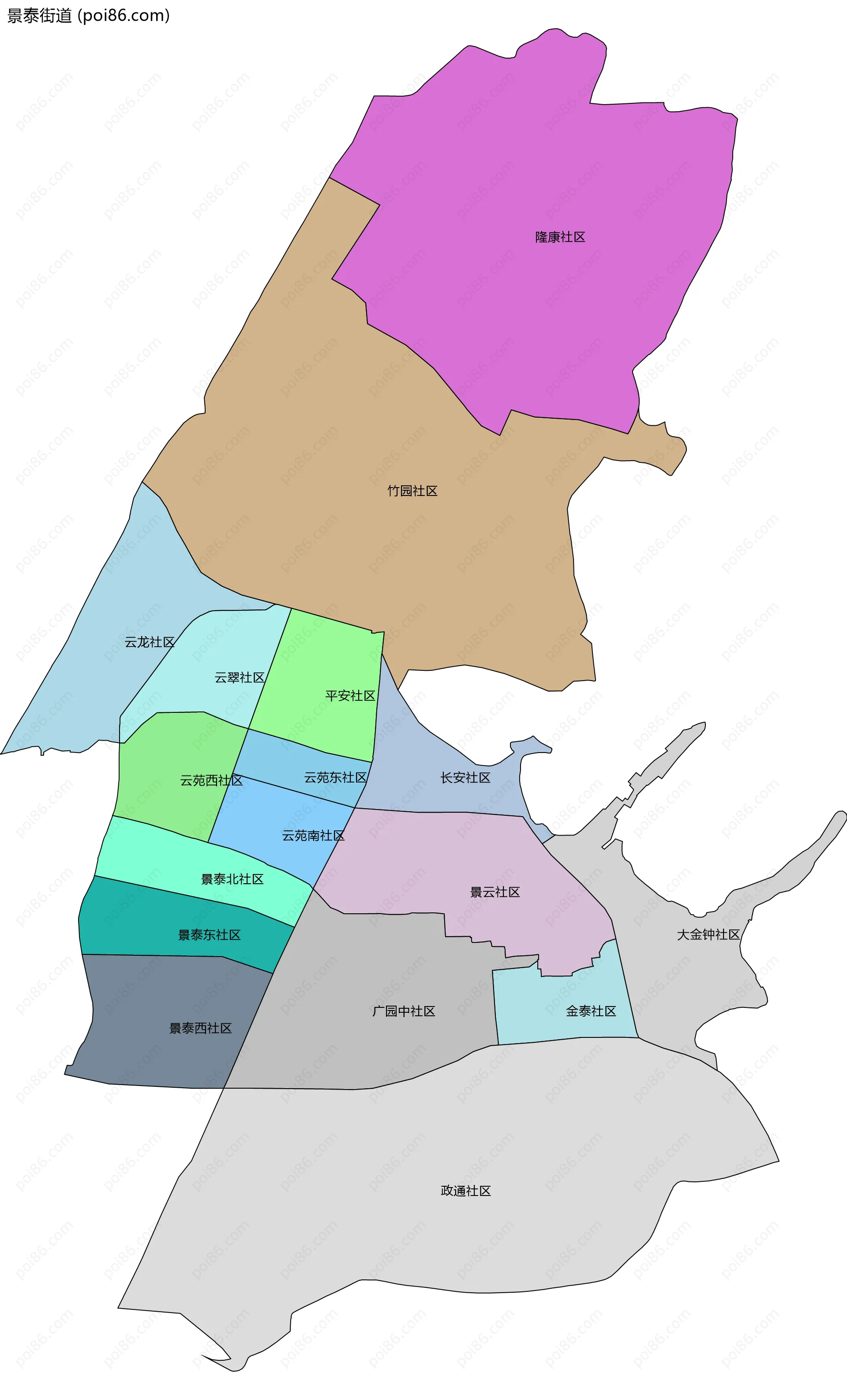 景泰街道边界地图(五级行政区划)