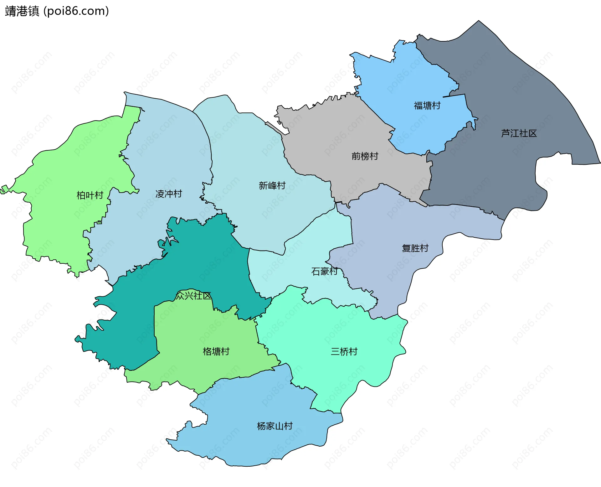 靖港镇边界地图(五级行政区划)