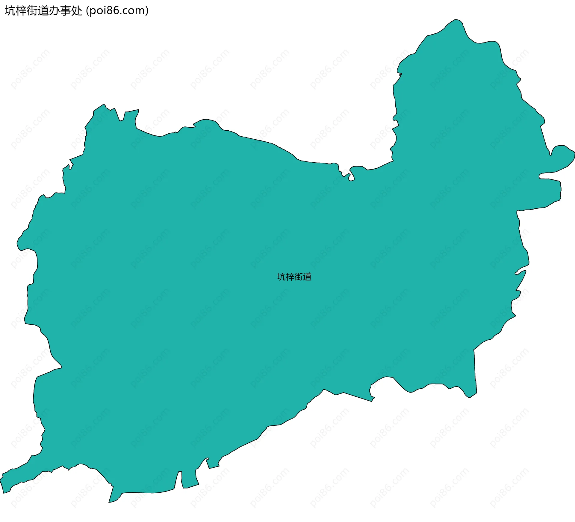 坑梓街道办事处边界地图(五级行政区划)
