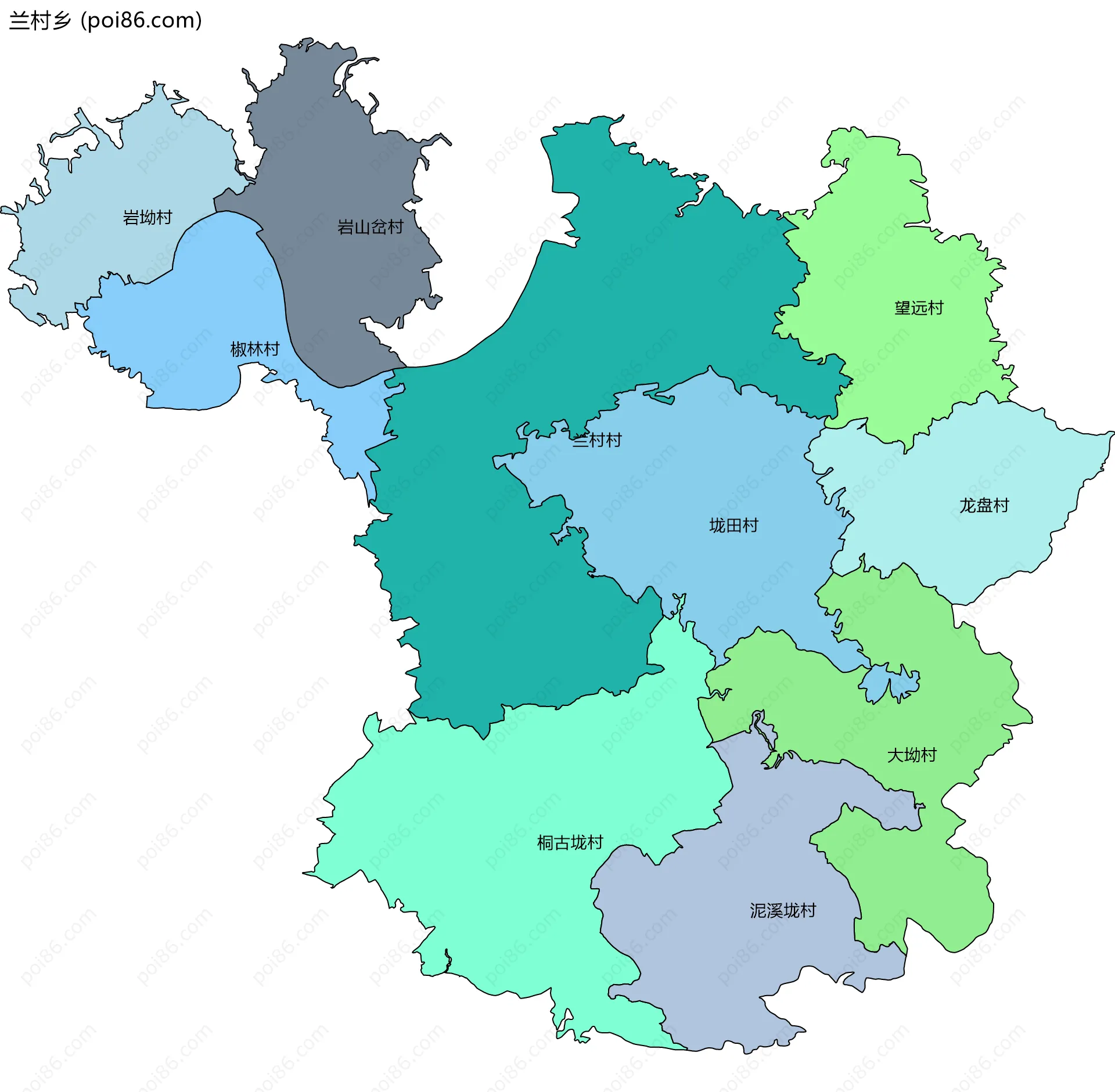 兰村乡边界地图(五级行政区划)