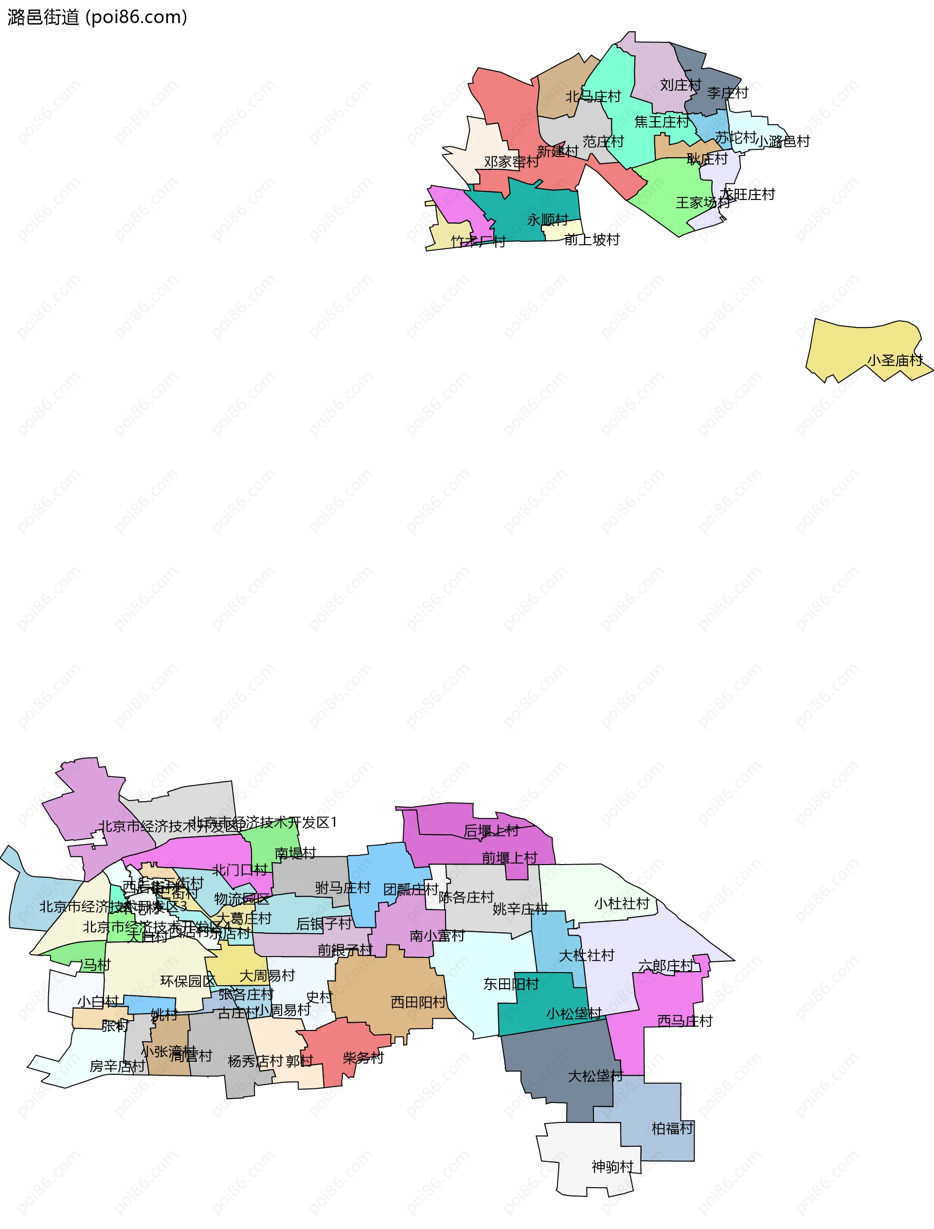 潞邑街道边界地图(五级行政区划)