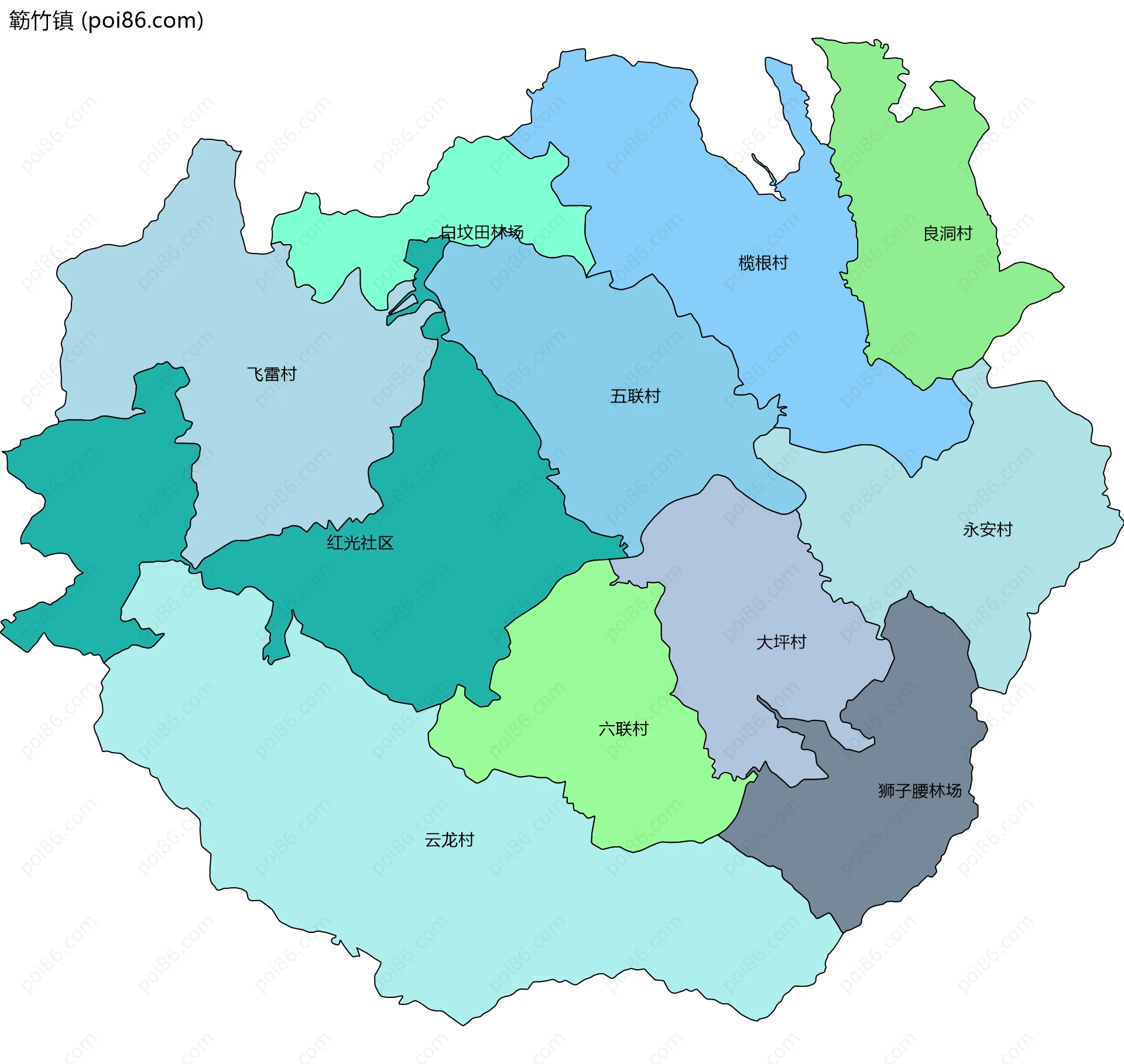 簕竹镇边界地图(五级行政区划)