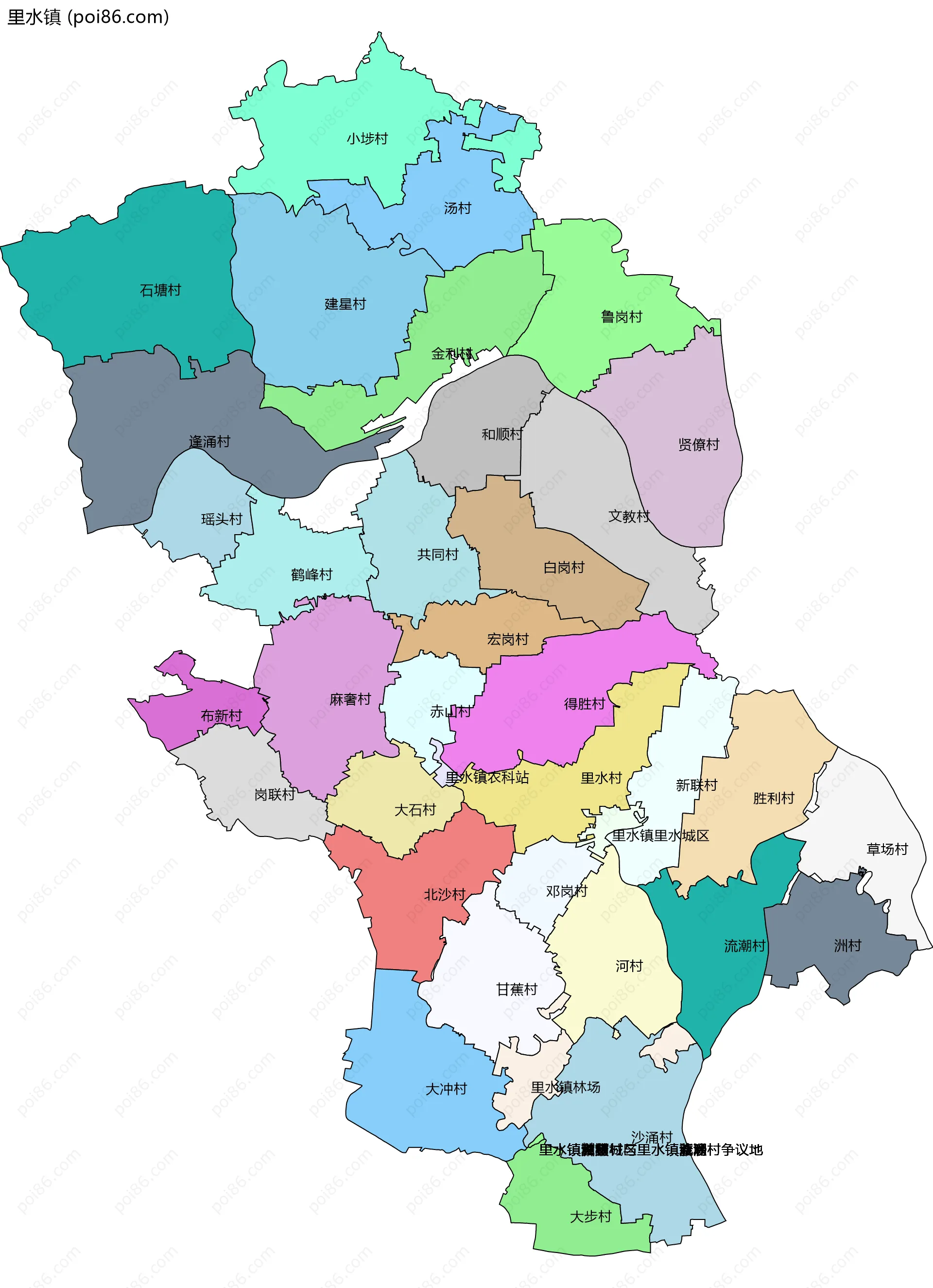 里水镇边界地图(五级行政区划)