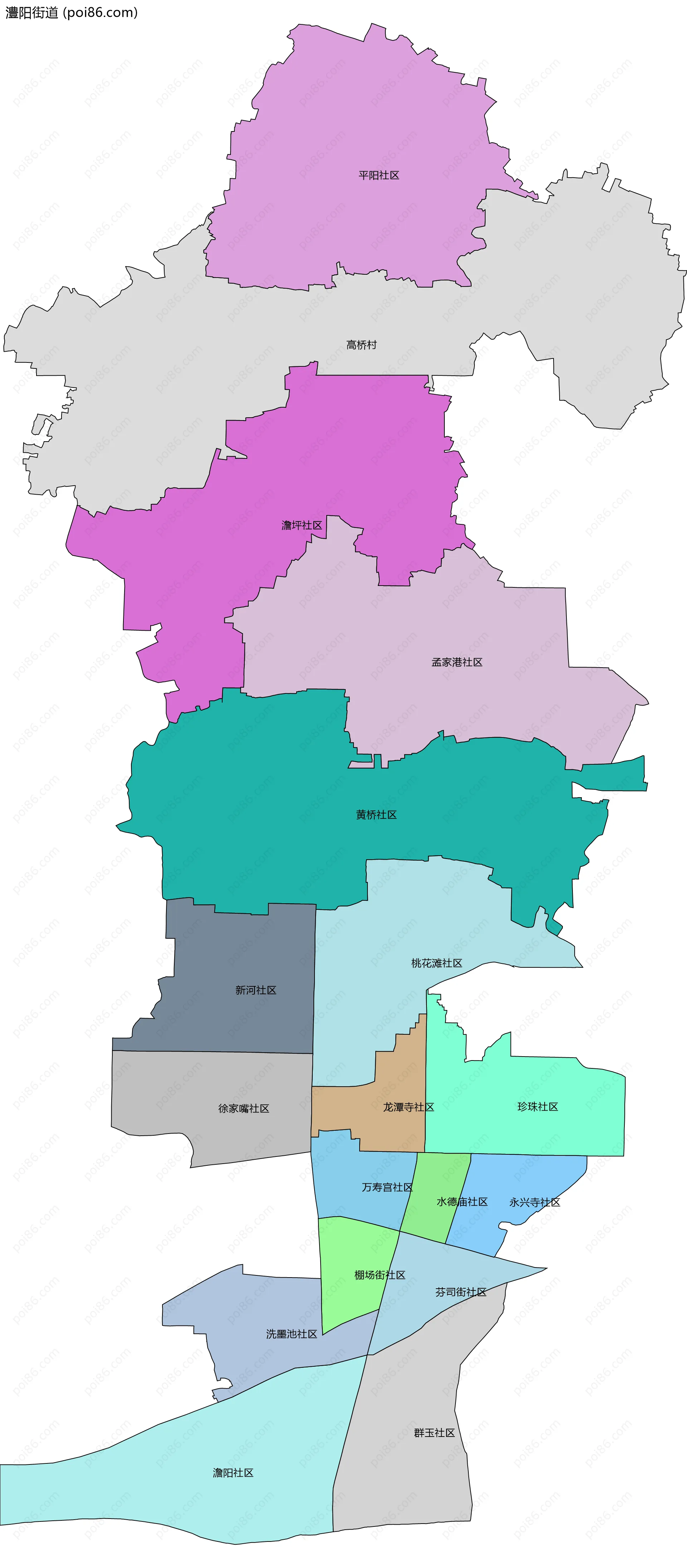 澧阳街道边界地图(五级行政区划)