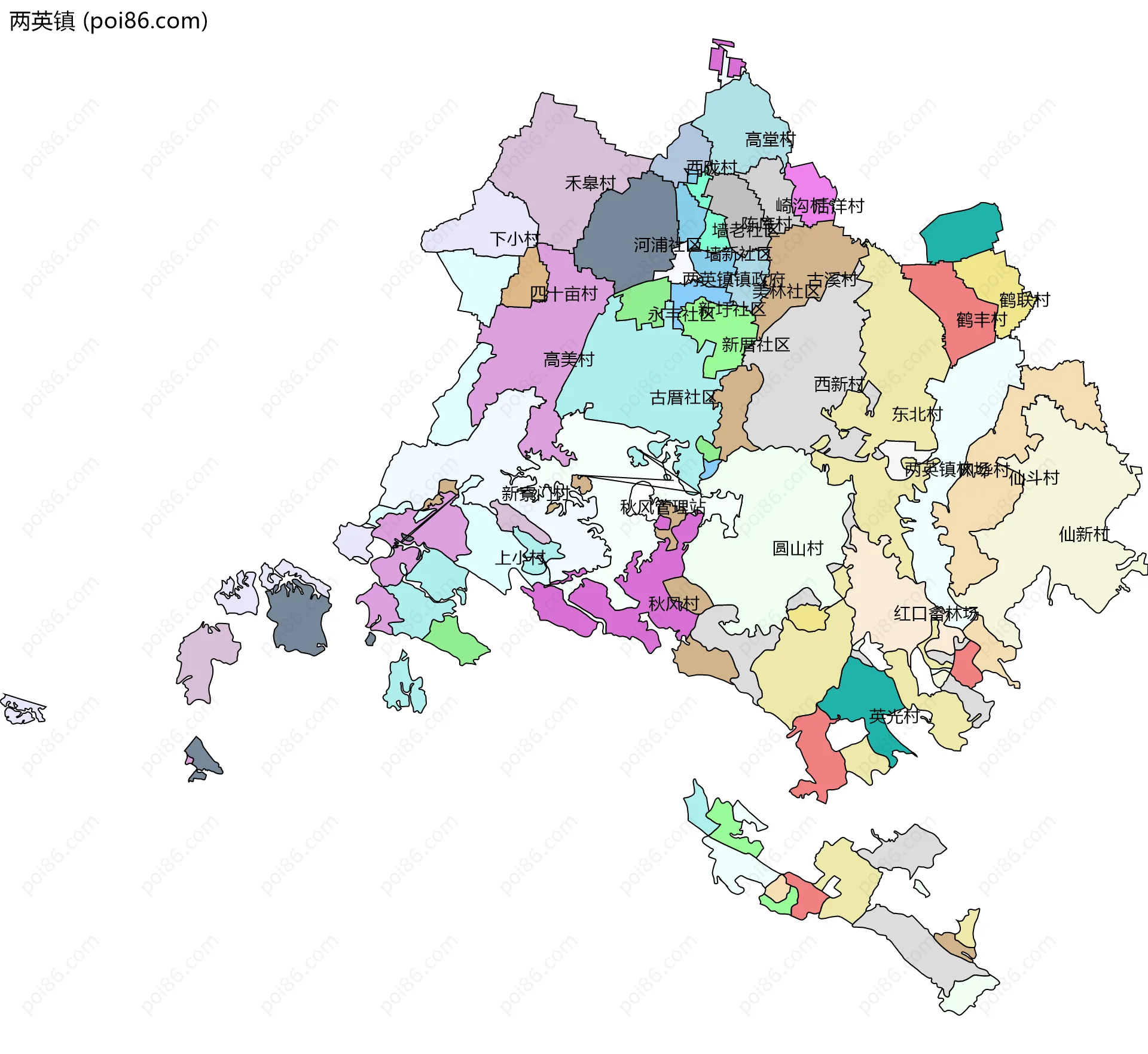两英镇边界地图(五级行政区划)