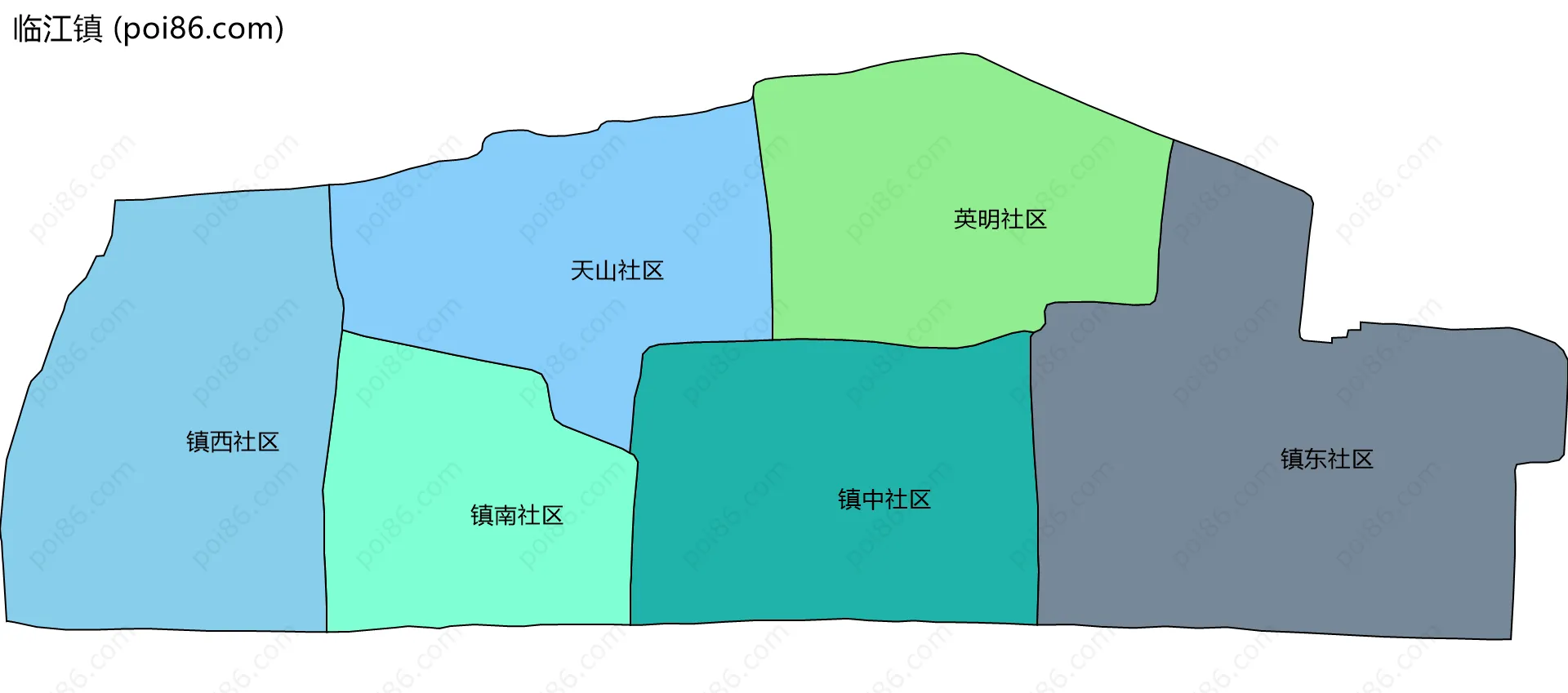 临江镇边界地图(五级行政区划)