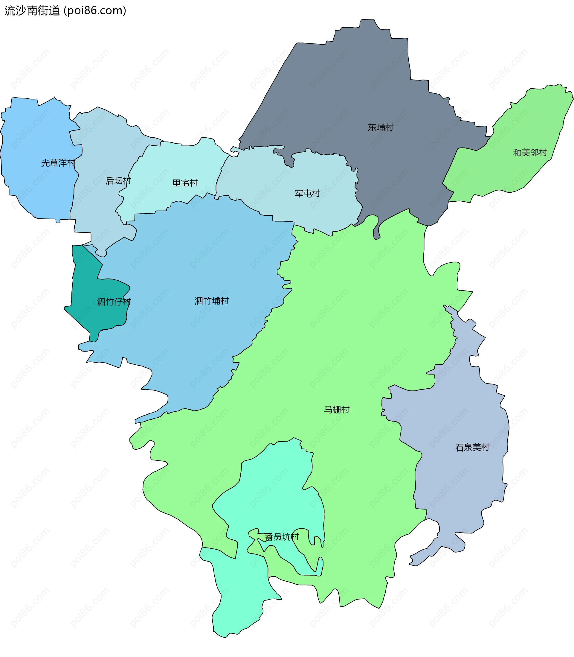 流沙南街道边界地图(五级行政区划)