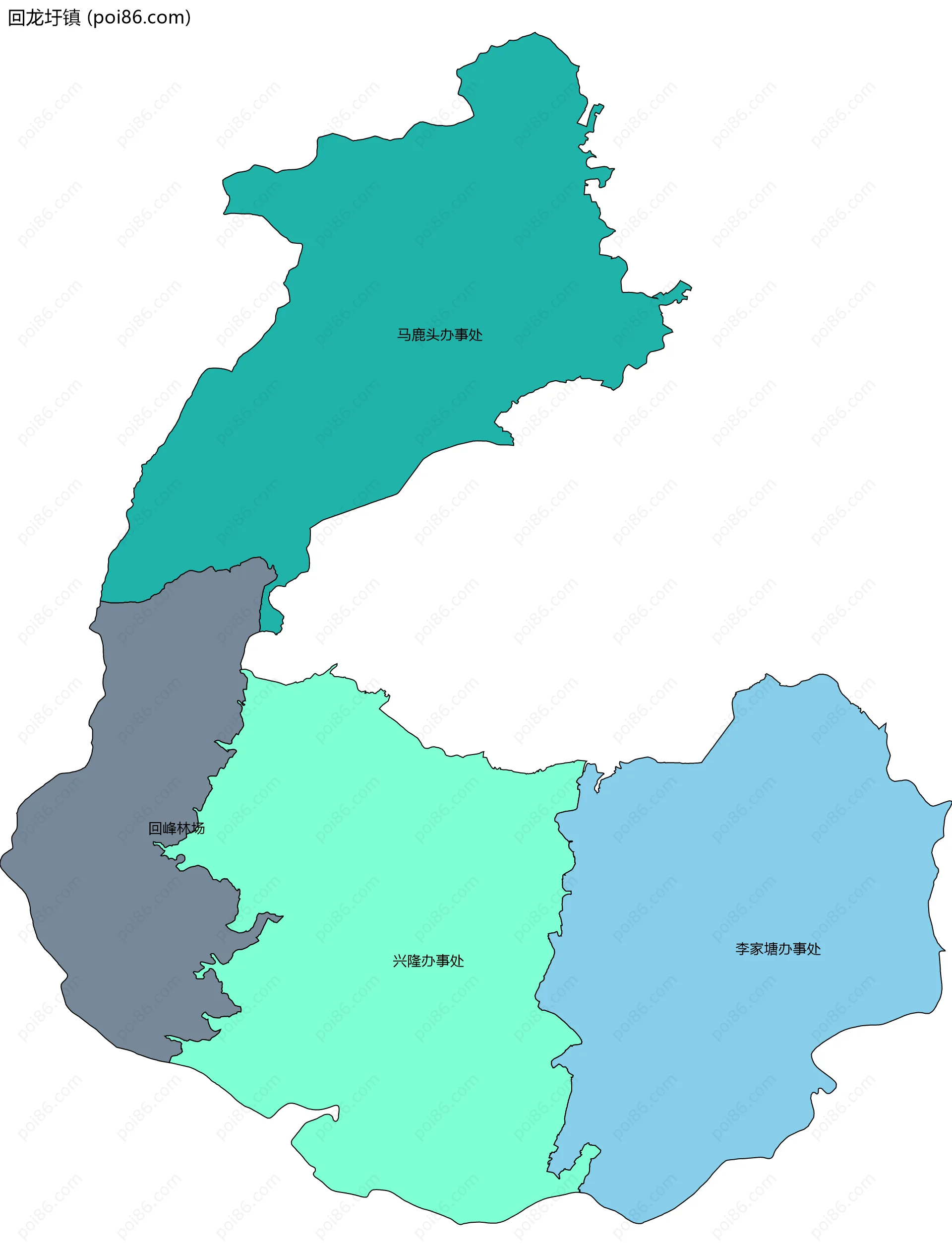 回龙圩镇边界地图(五级行政区划)