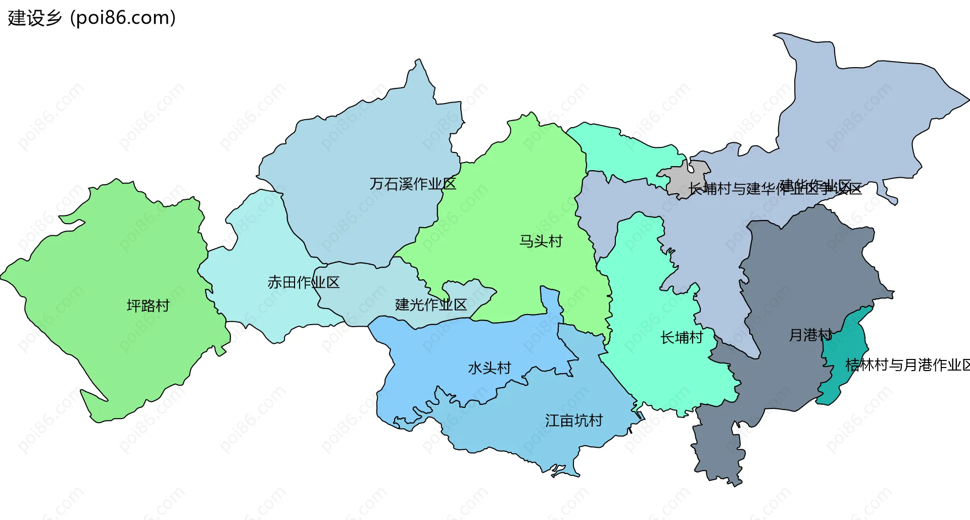 建设乡边界地图(五级行政区划)