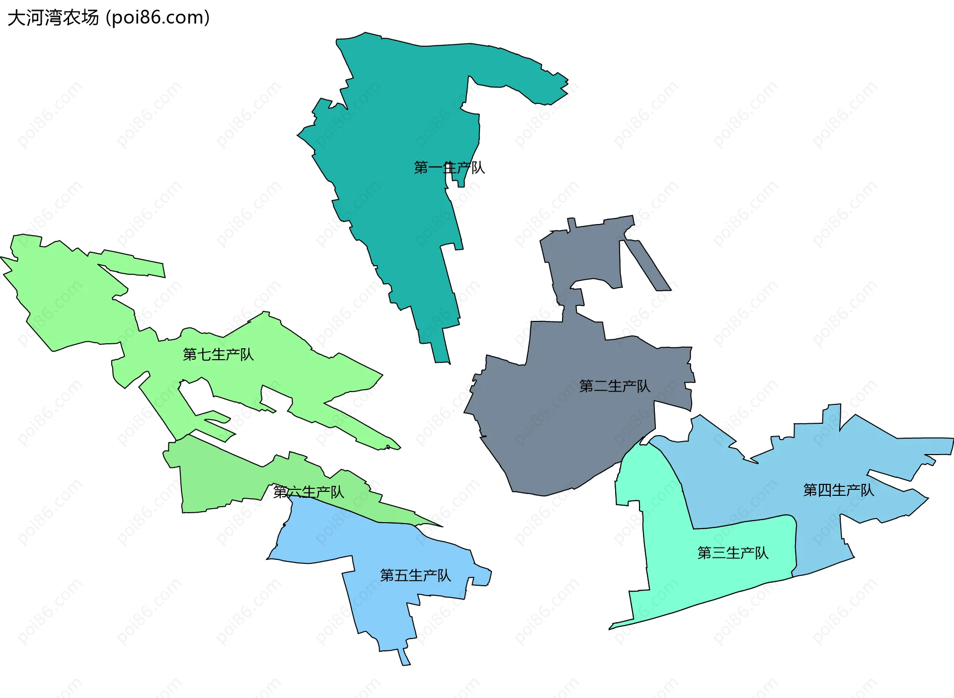 大河湾农场边界地图(五级行政区划)