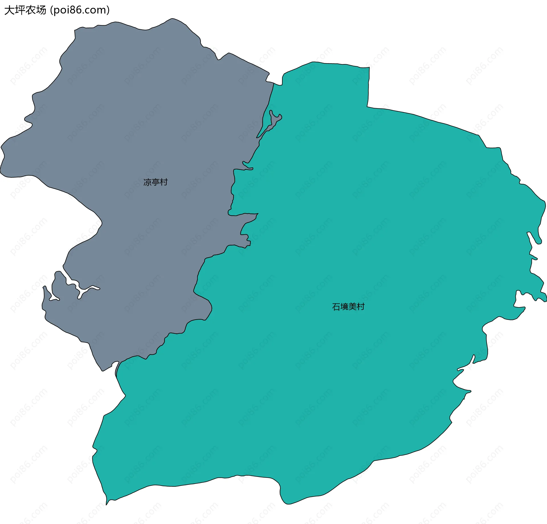 大坪农场边界地图(五级行政区划)