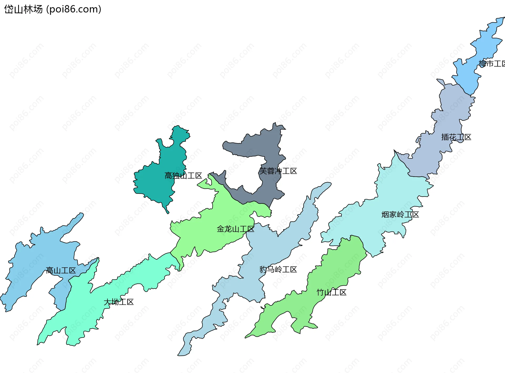 岱山林场边界地图(五级行政区划)