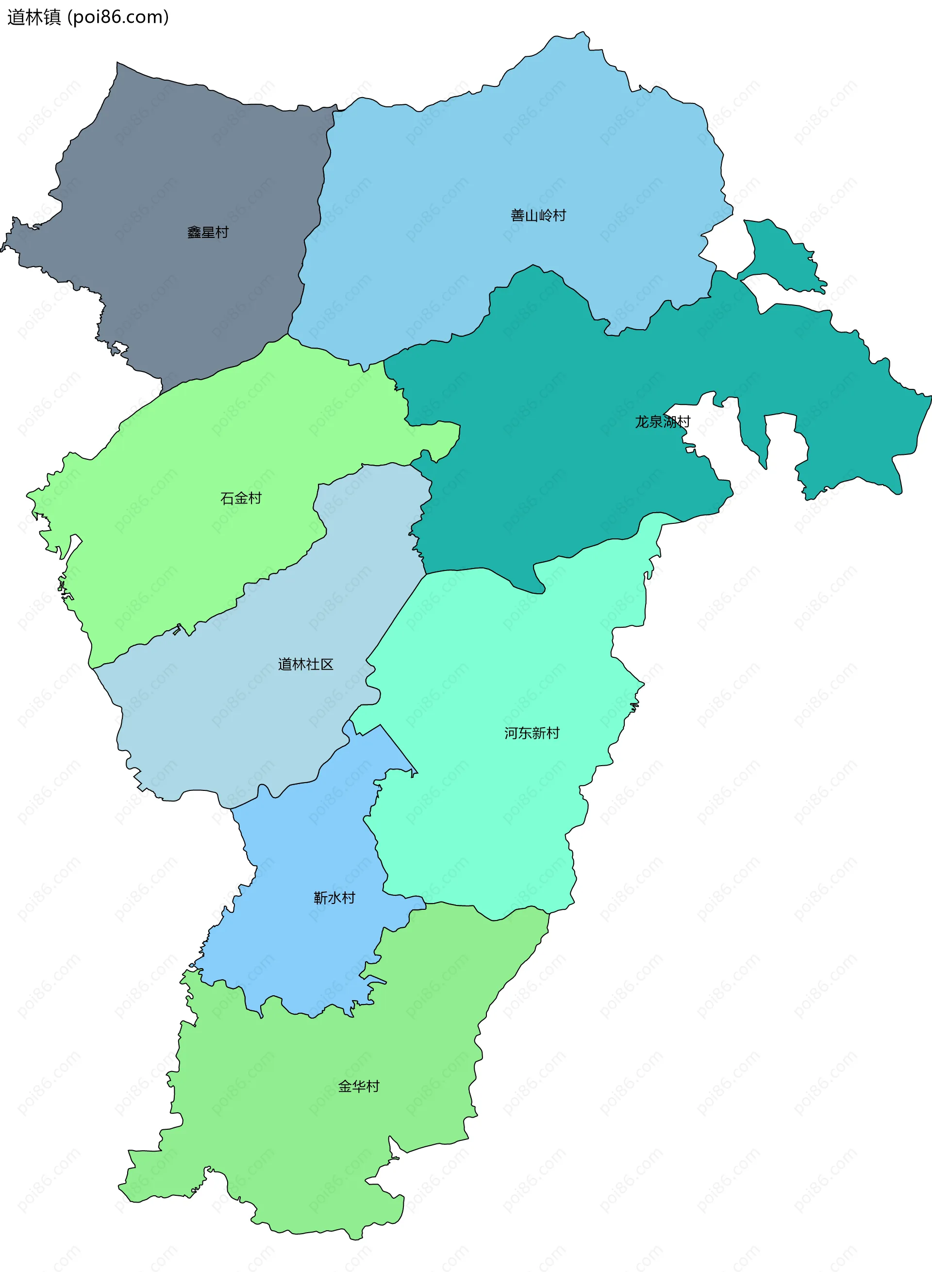 道林镇边界地图(五级行政区划)