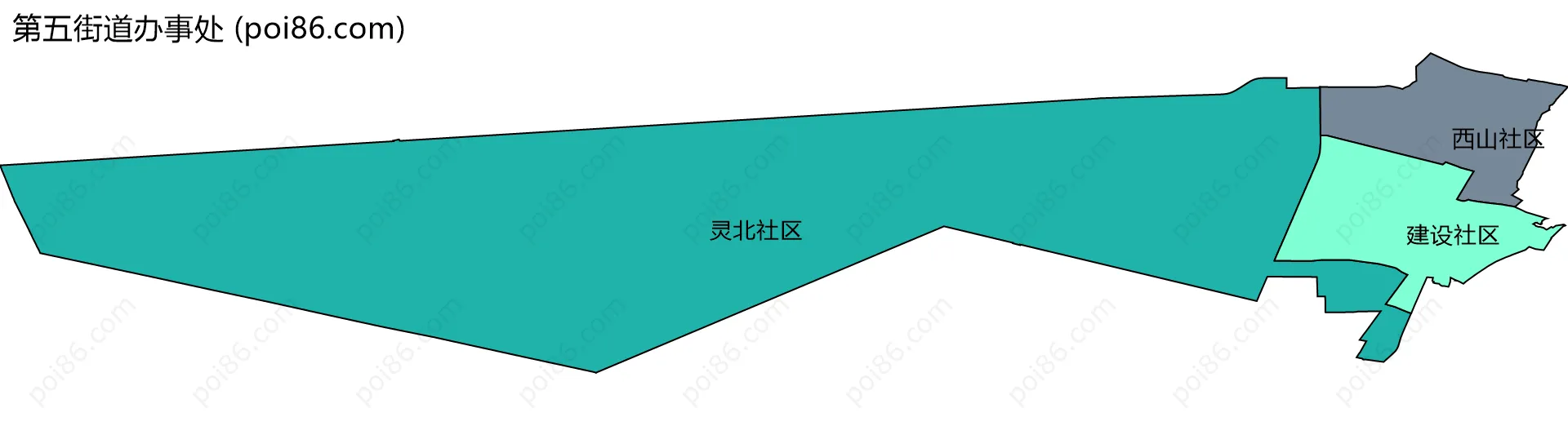 第五街道办事处边界地图(五级行政区划)