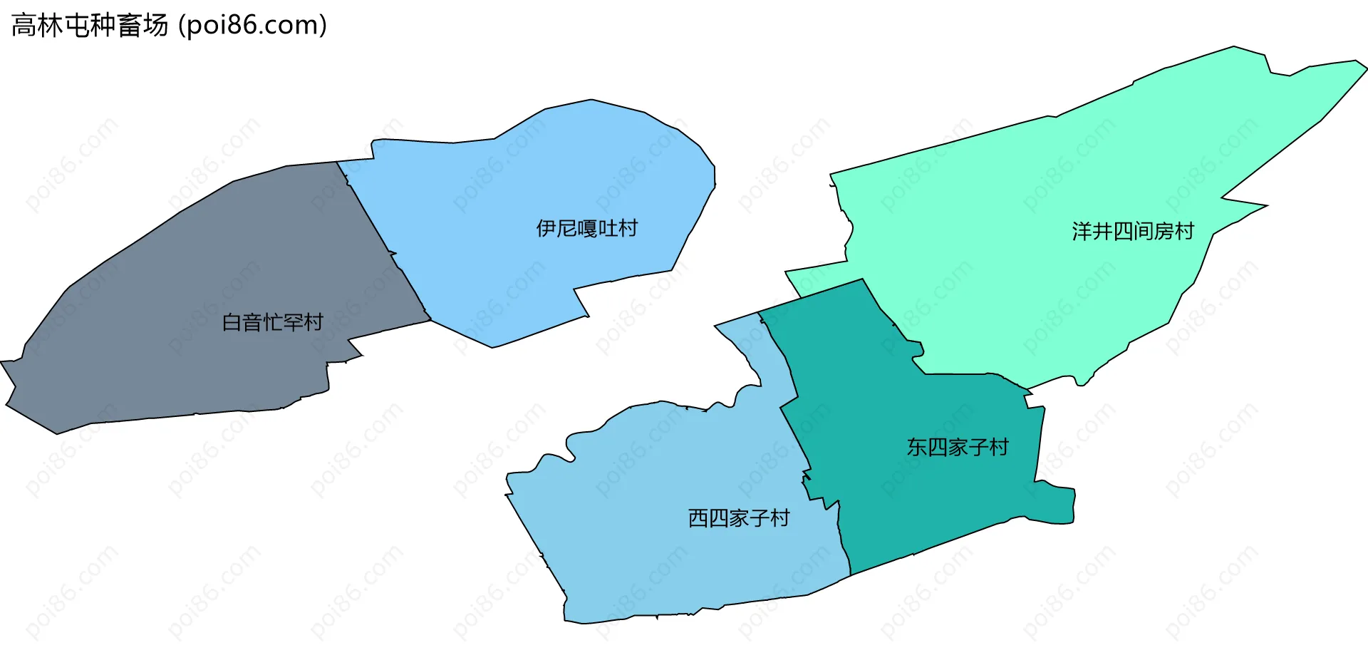 高林屯种畜场边界地图(五级行政区划)