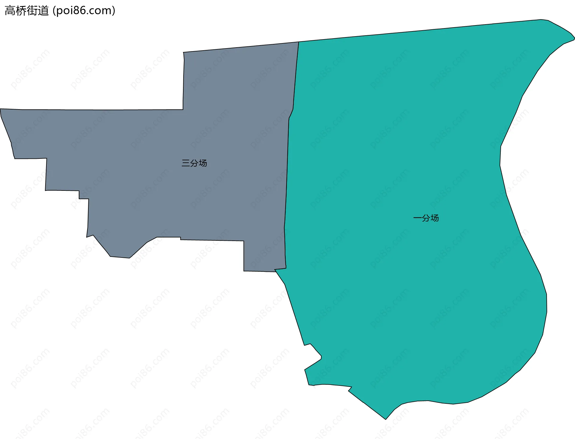 高桥街道边界地图(五级行政区划)