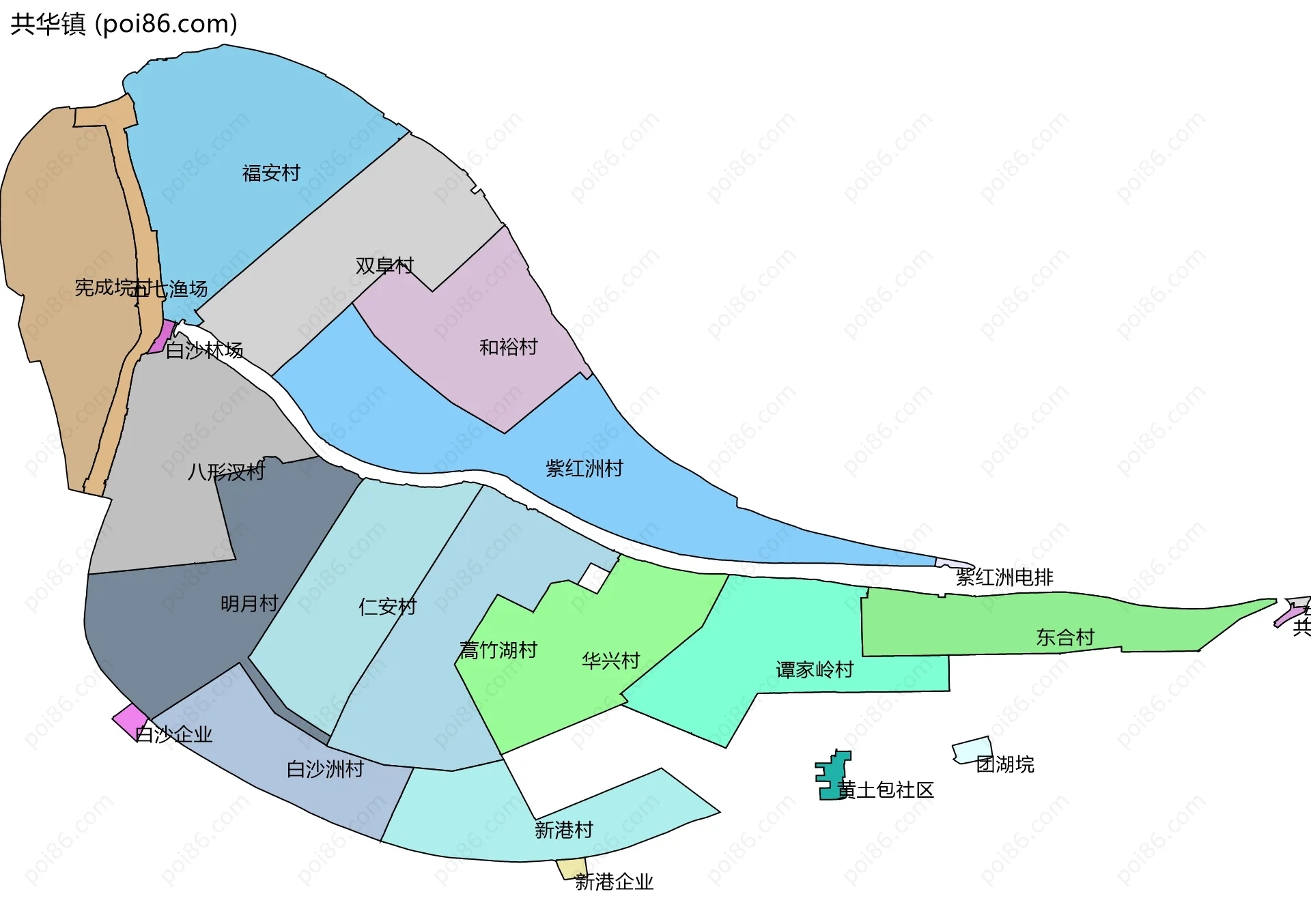 共华镇边界地图(五级行政区划)