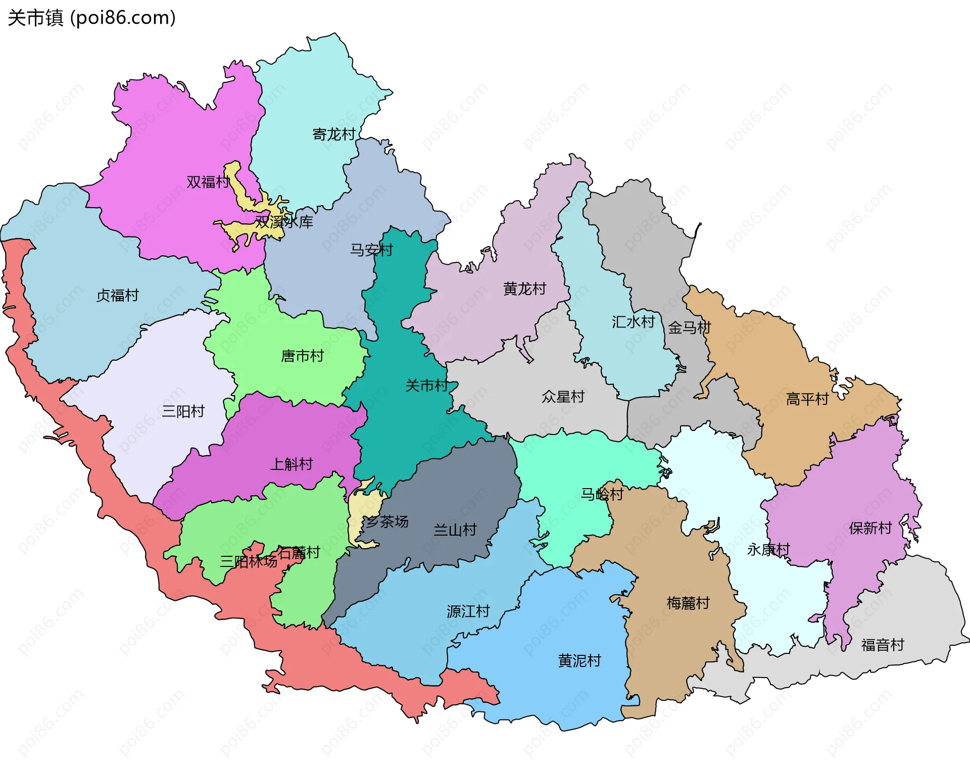 关市镇边界地图(五级行政区划)