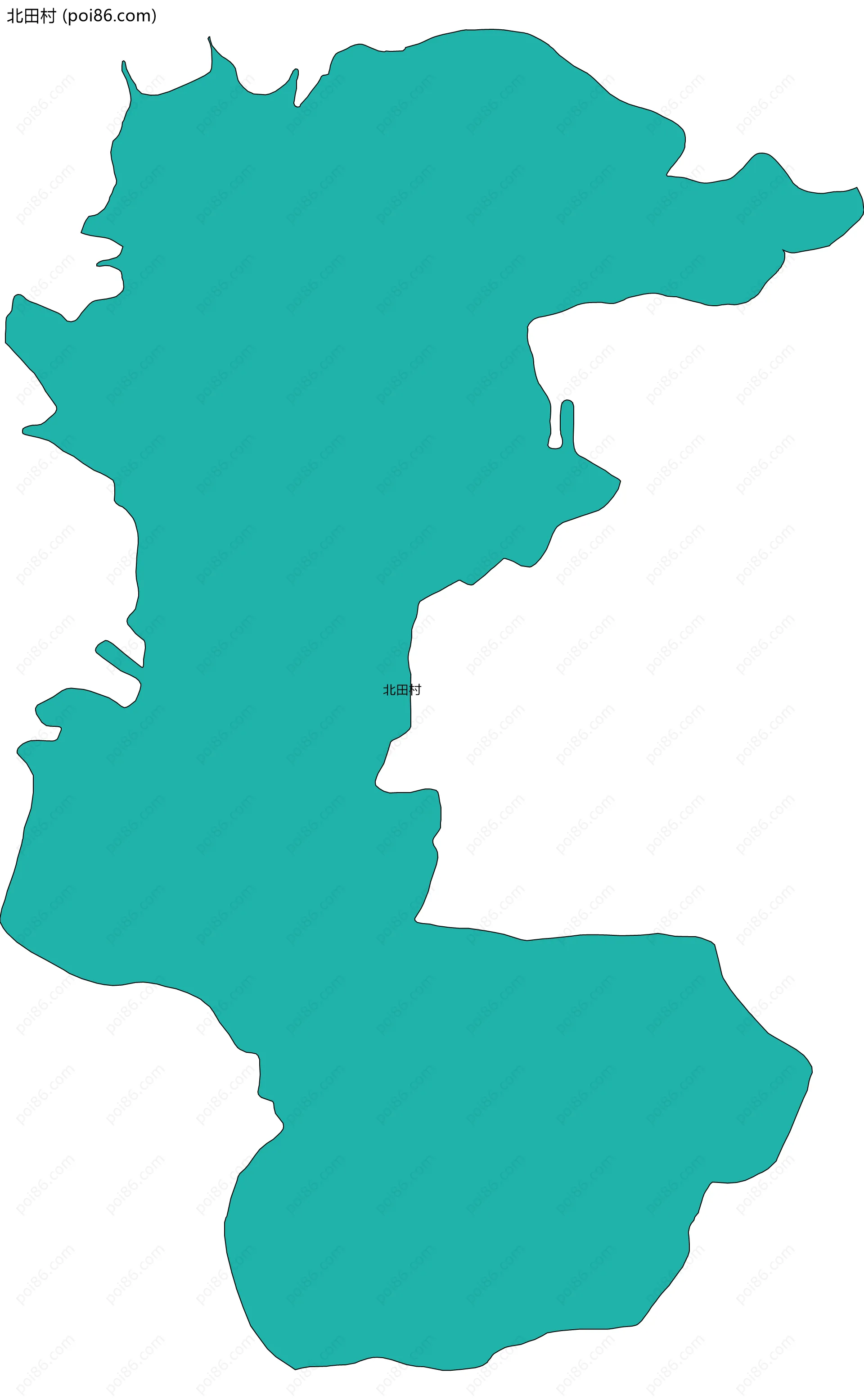 北田村边界地图