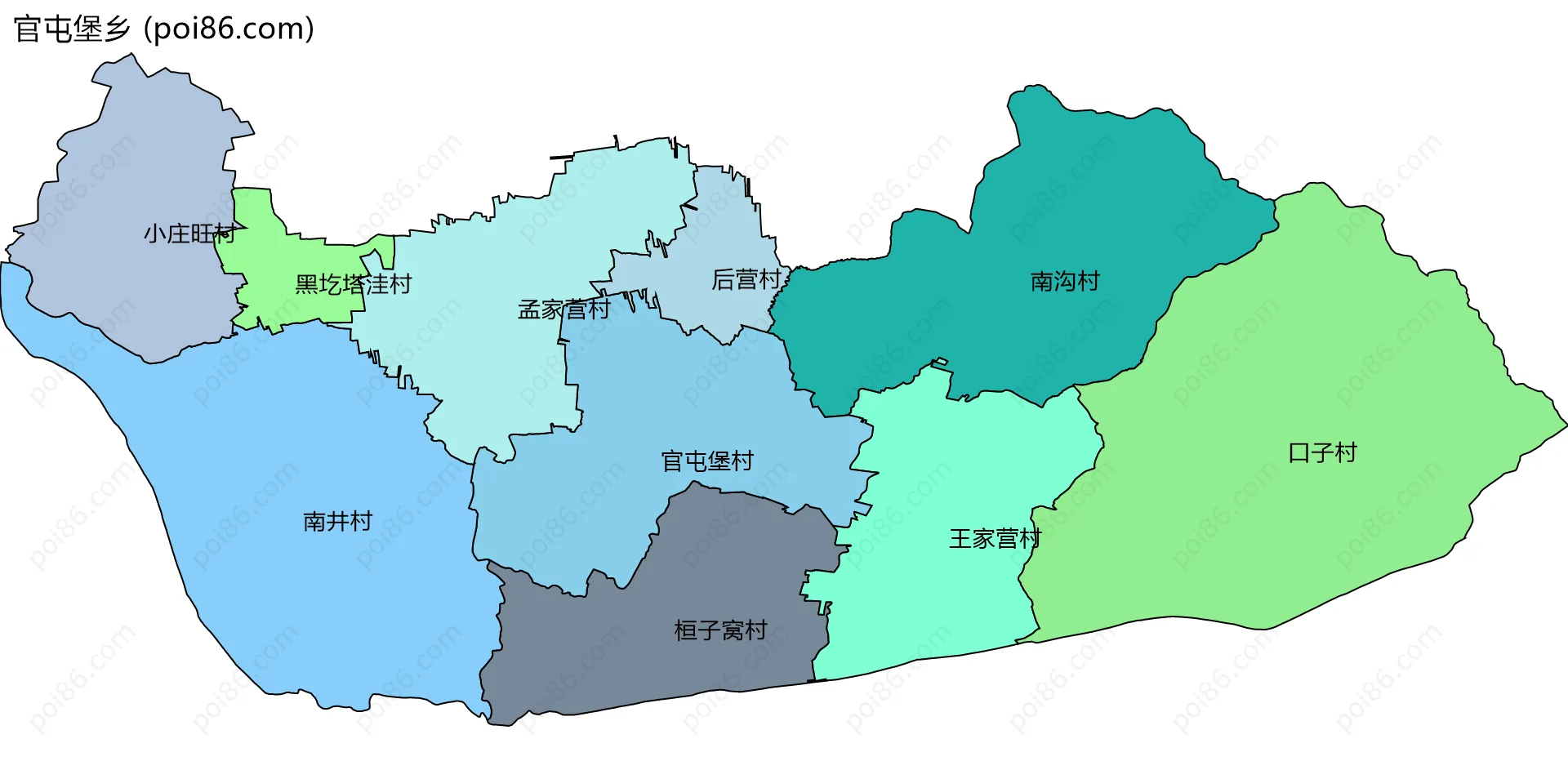 官屯堡乡边界地图(五级行政区划)
