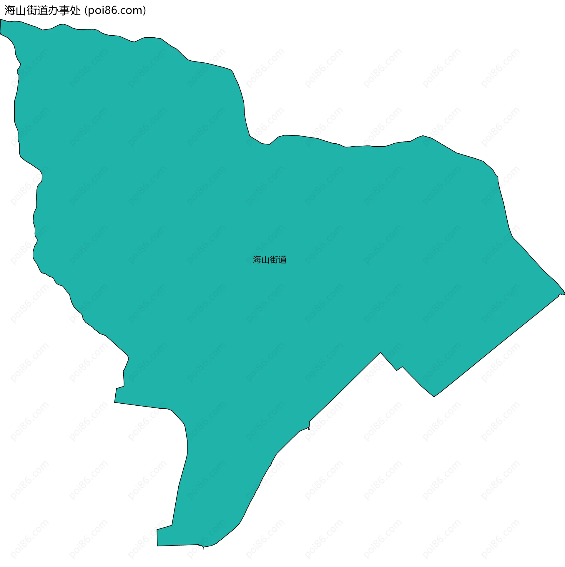 海山街道办事处边界地图(五级行政区划)