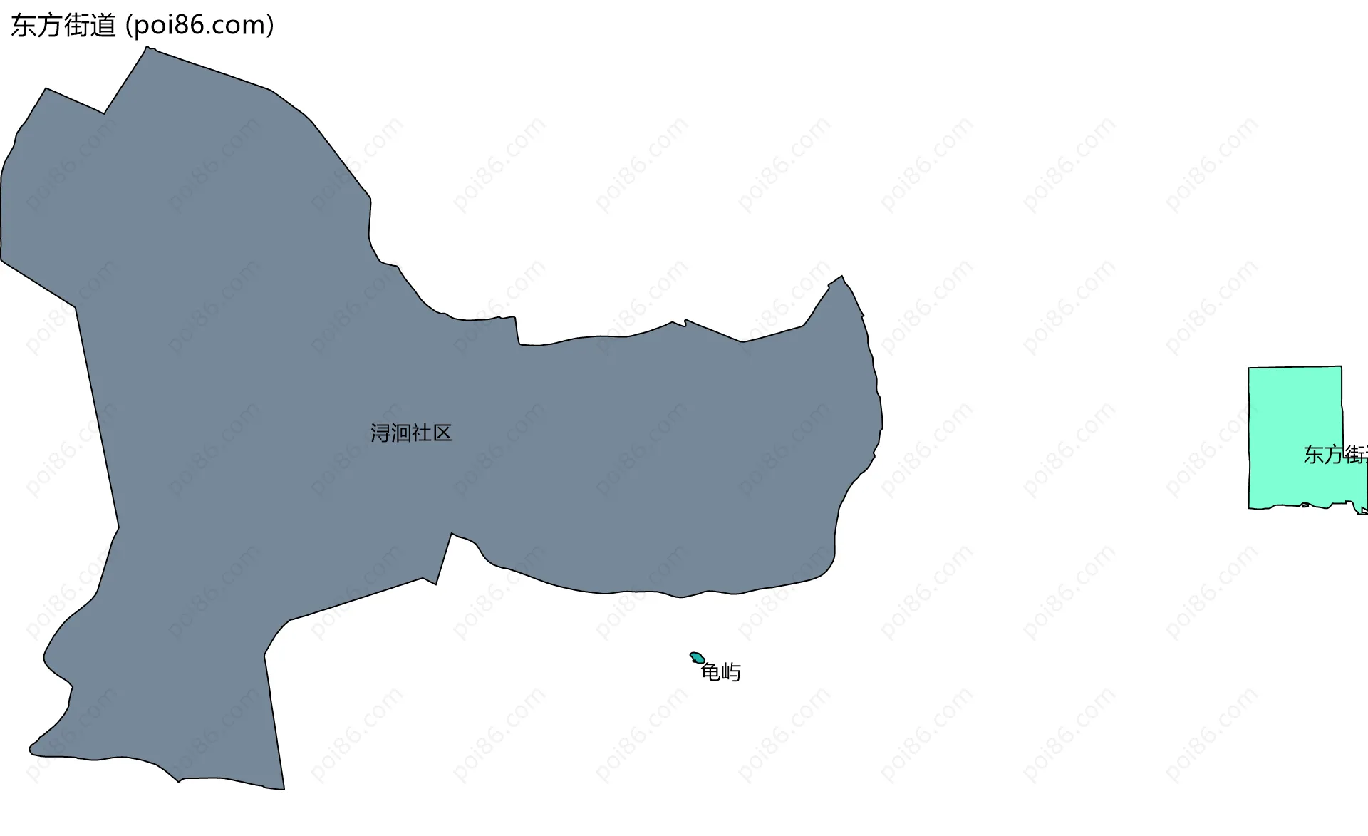 东方街道边界地图(五级行政区划)