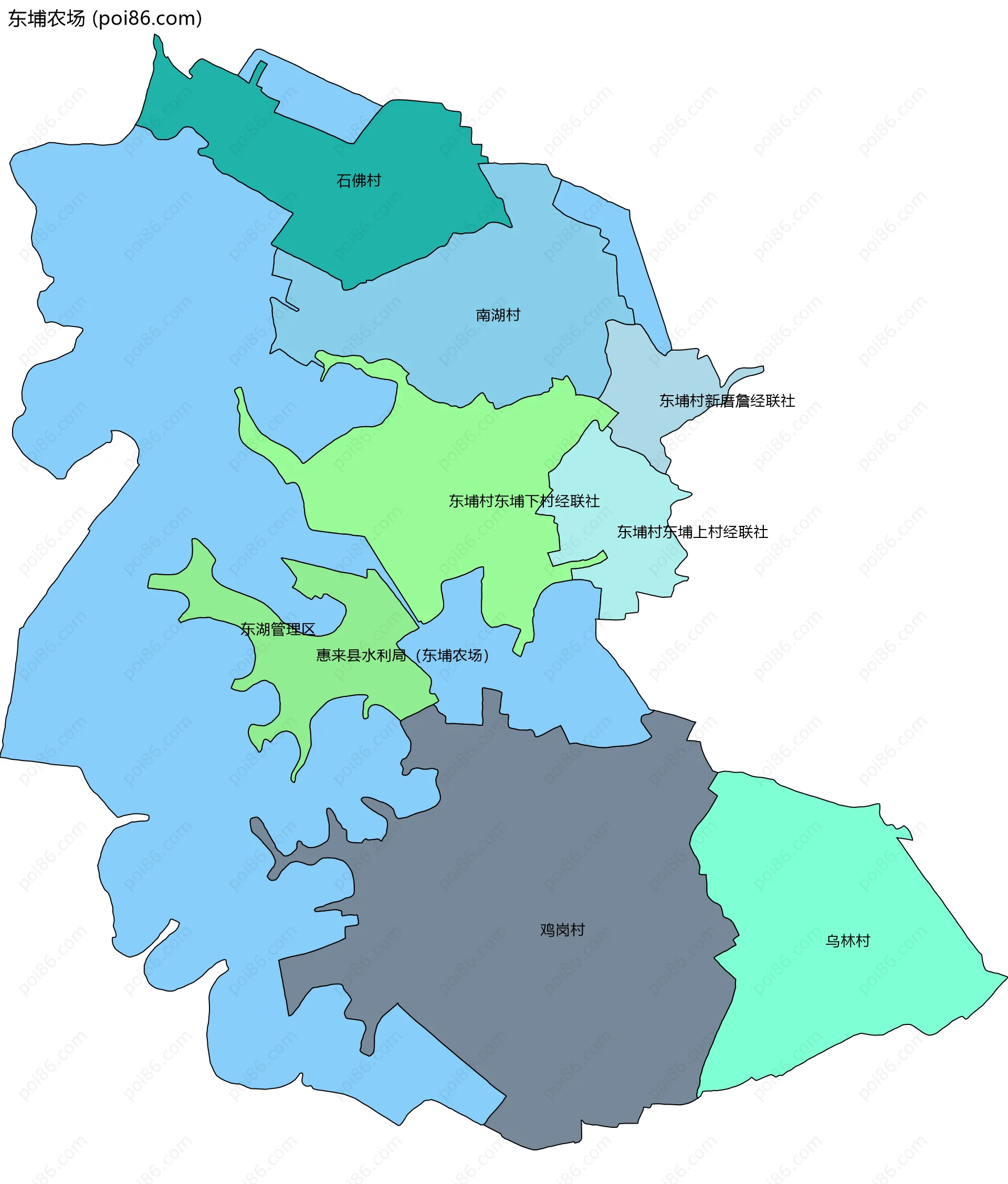 东埔农场边界地图(五级行政区划)