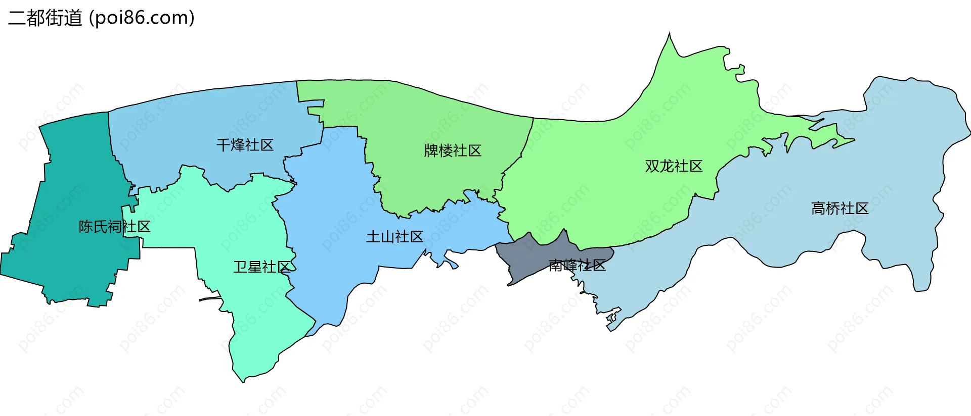 二都街道边界地图(五级行政区划)