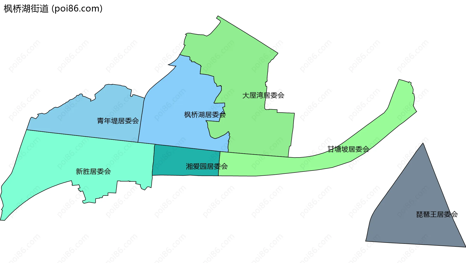 枫桥湖街道边界地图(五级行政区划)