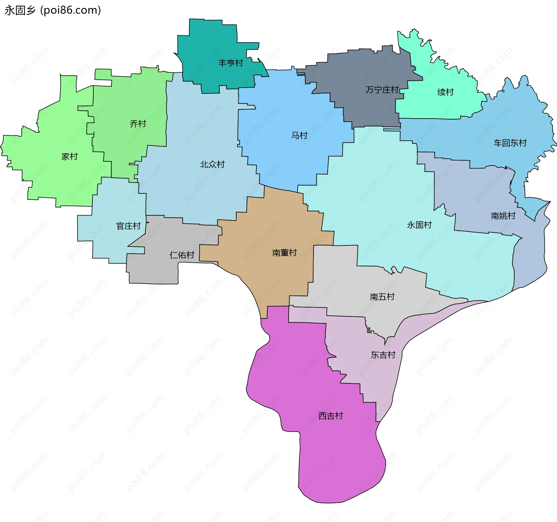 永固乡边界地图(五级行政区划)
