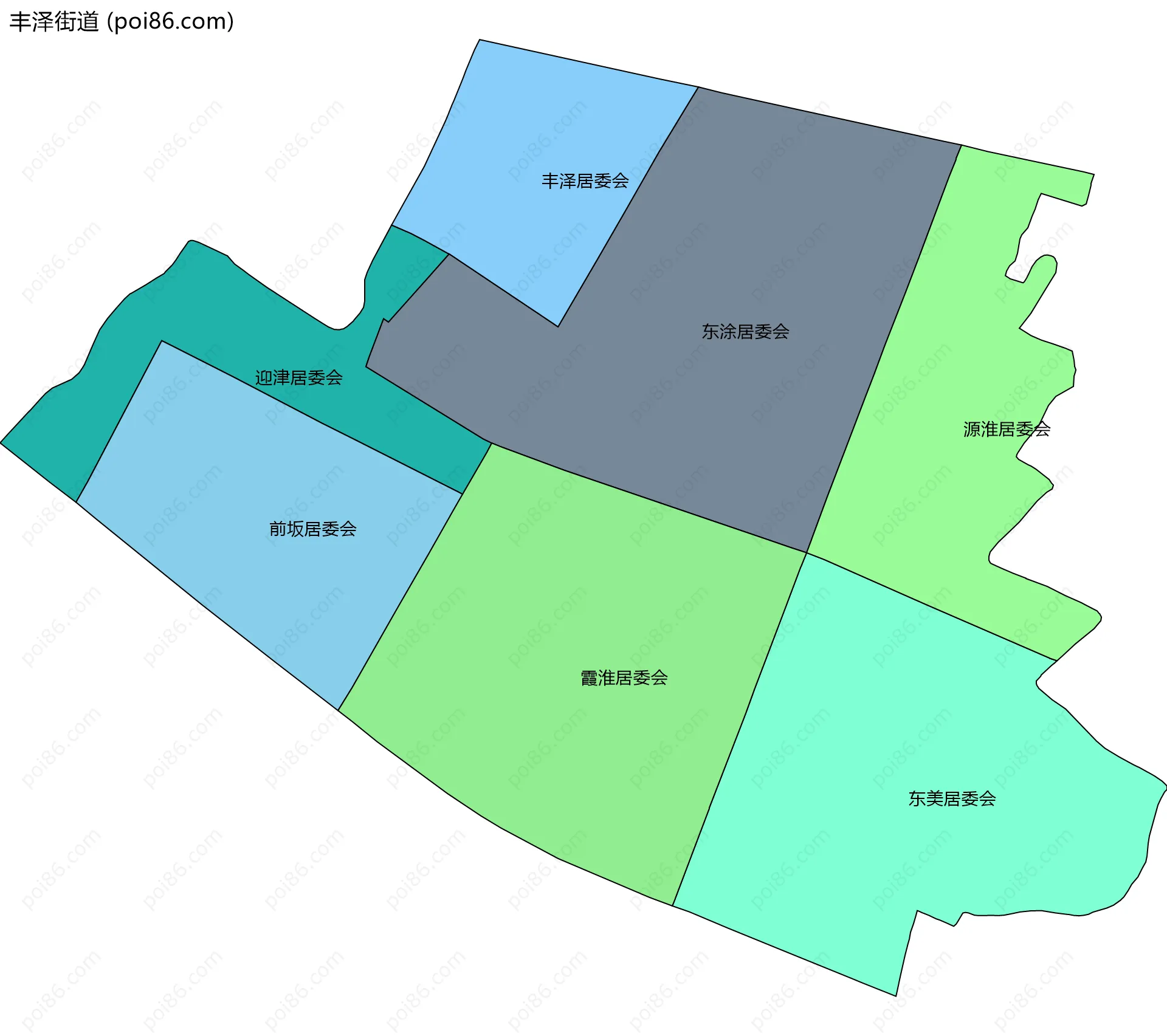 丰泽街道边界地图(五级行政区划)
