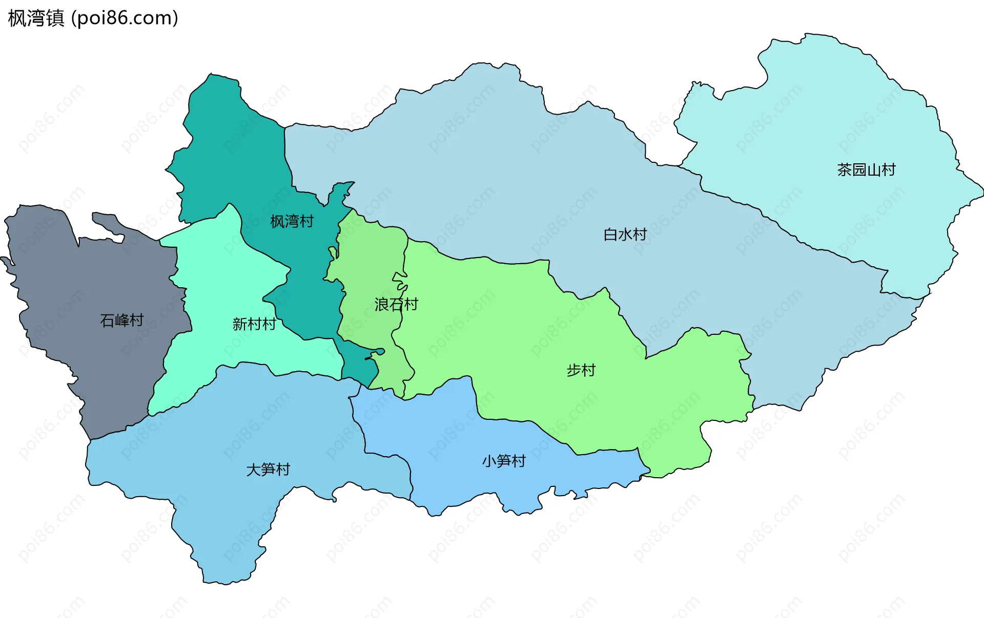 枫湾镇边界地图(五级行政区划)