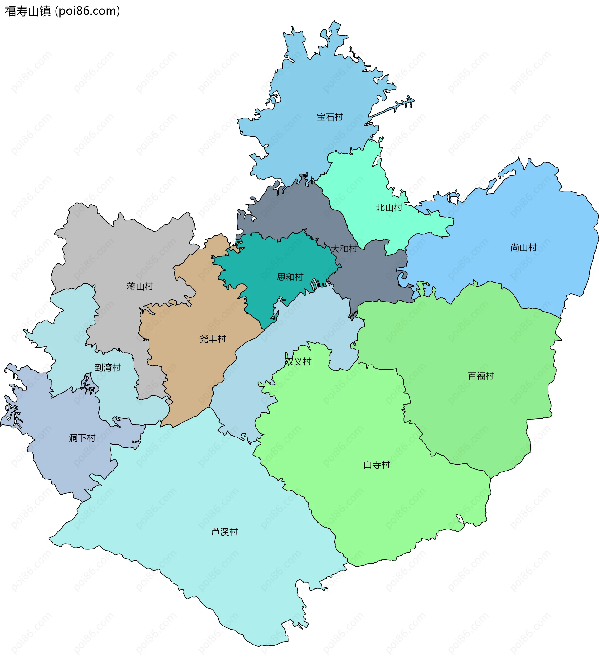 福寿山镇边界地图(五级行政区划)