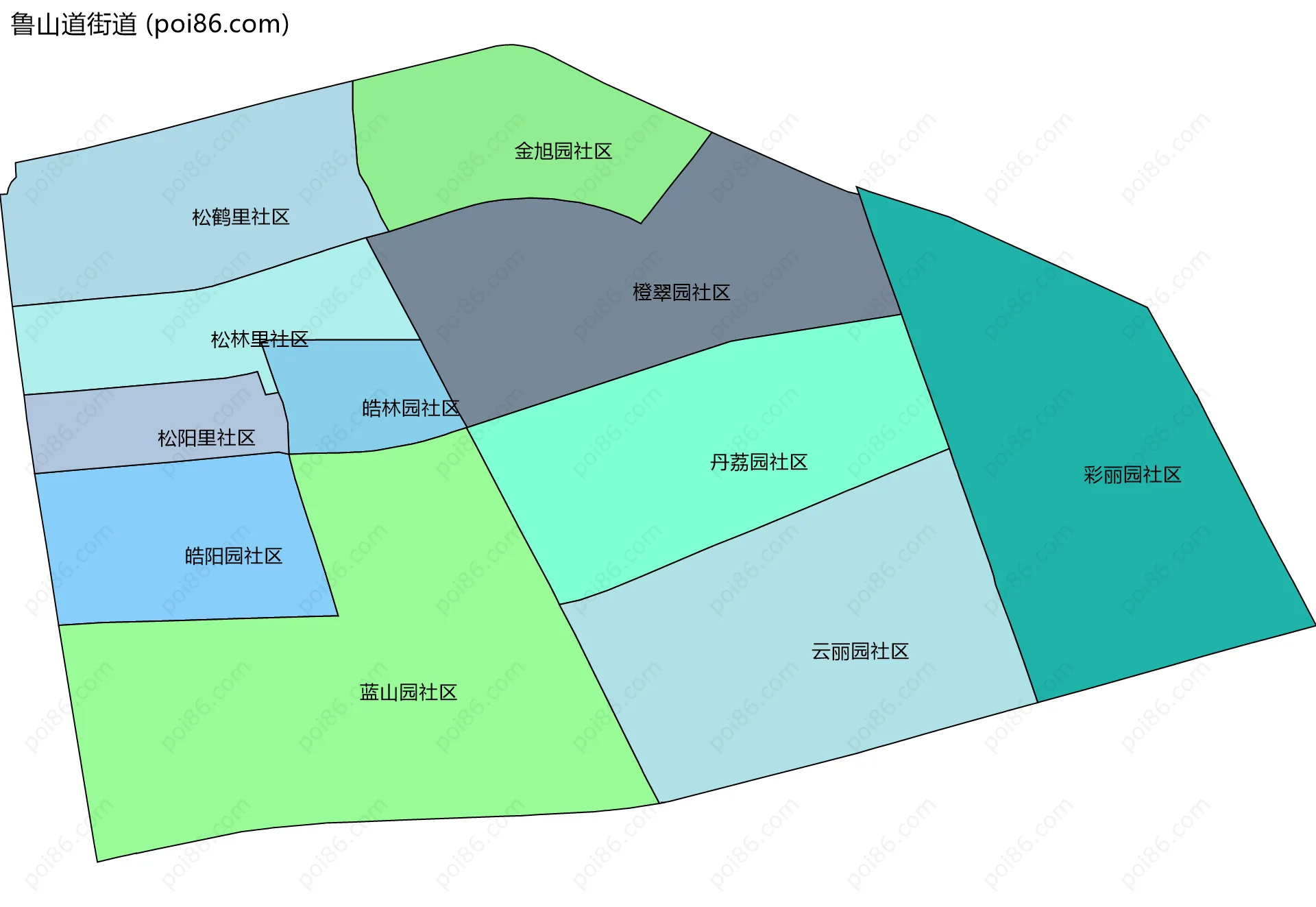 鲁山道街道边界地图(五级行政区划)