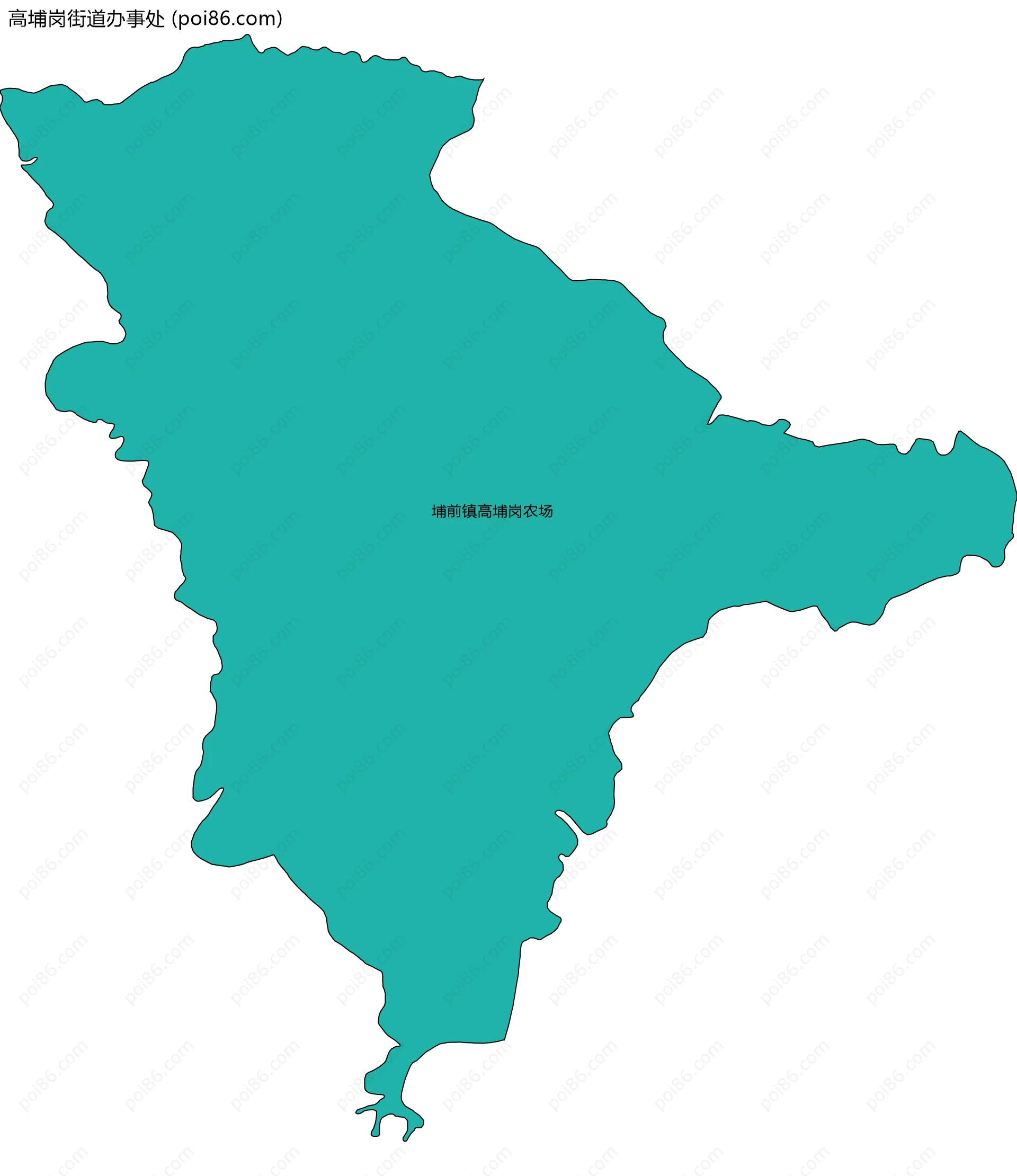 高埔岗街道办事处边界地图(五级行政区划)