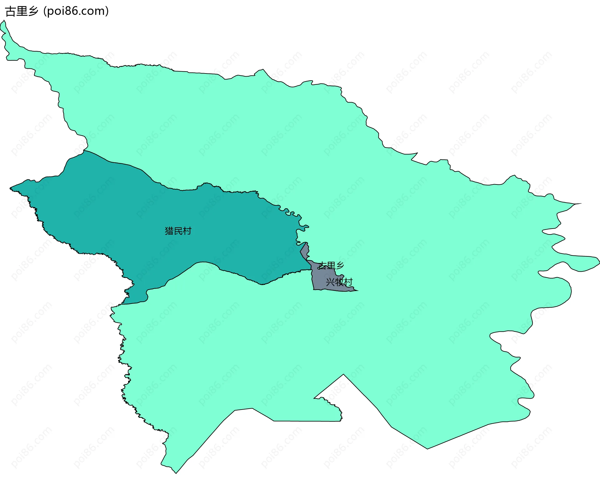 古里乡边界地图(五级行政区划)