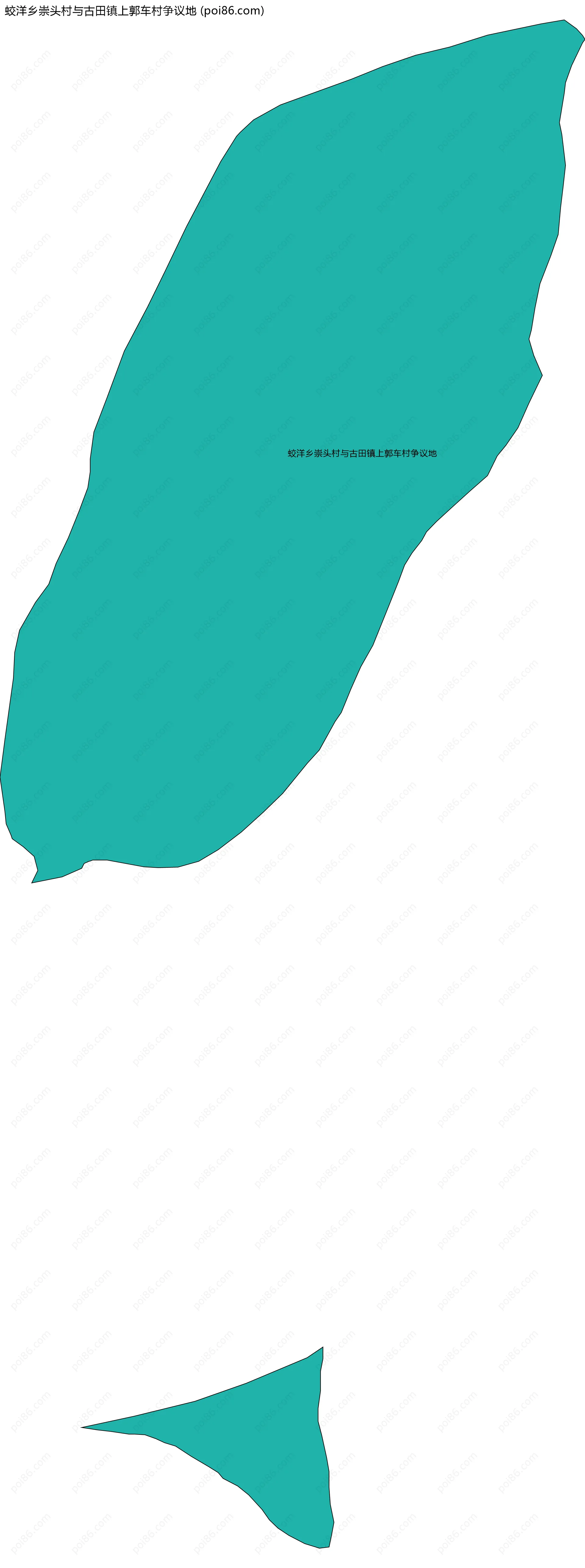 蛟洋乡崇头村与古田镇上郭车村争议地边界地图