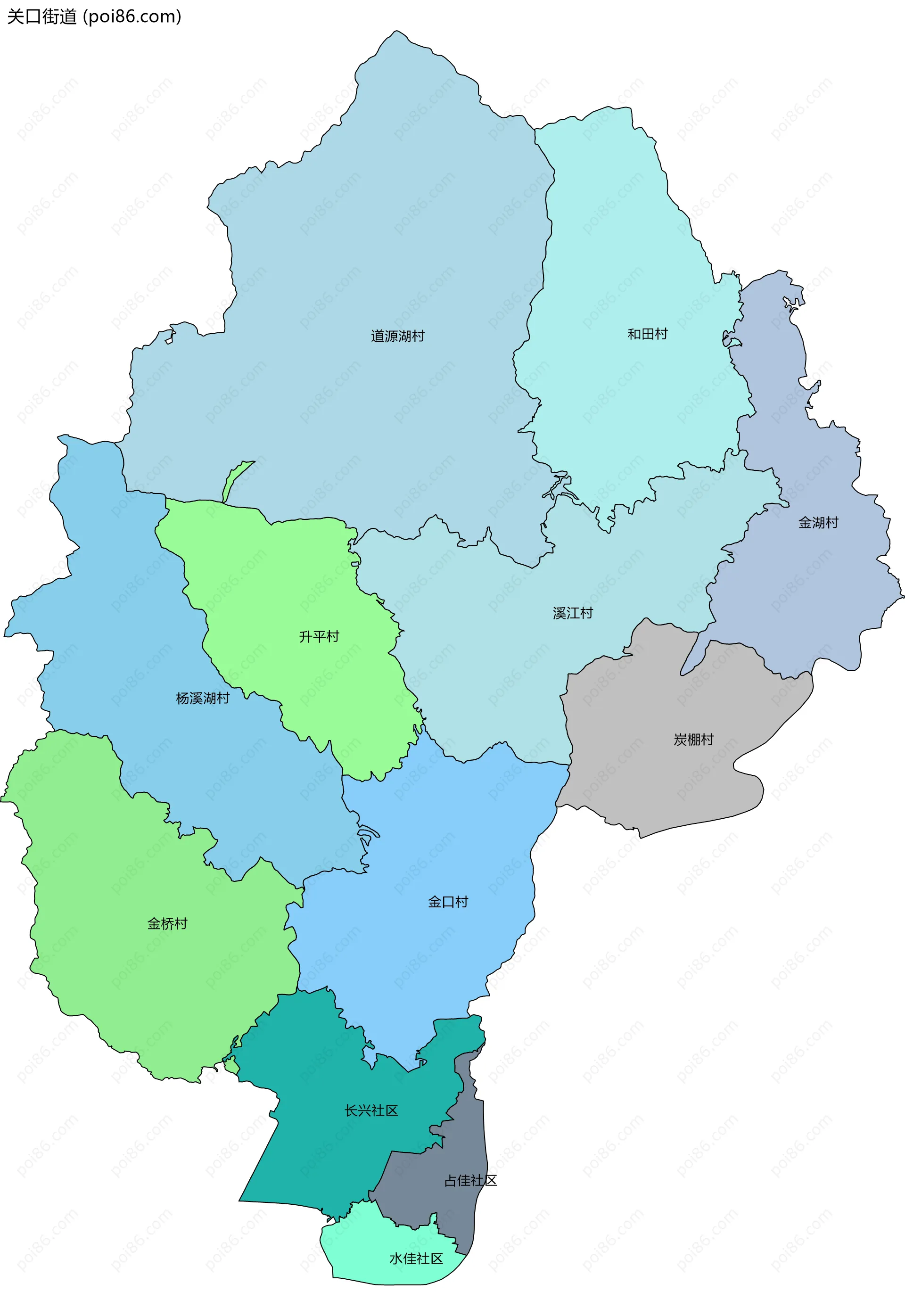 关口街道边界地图(五级行政区划)