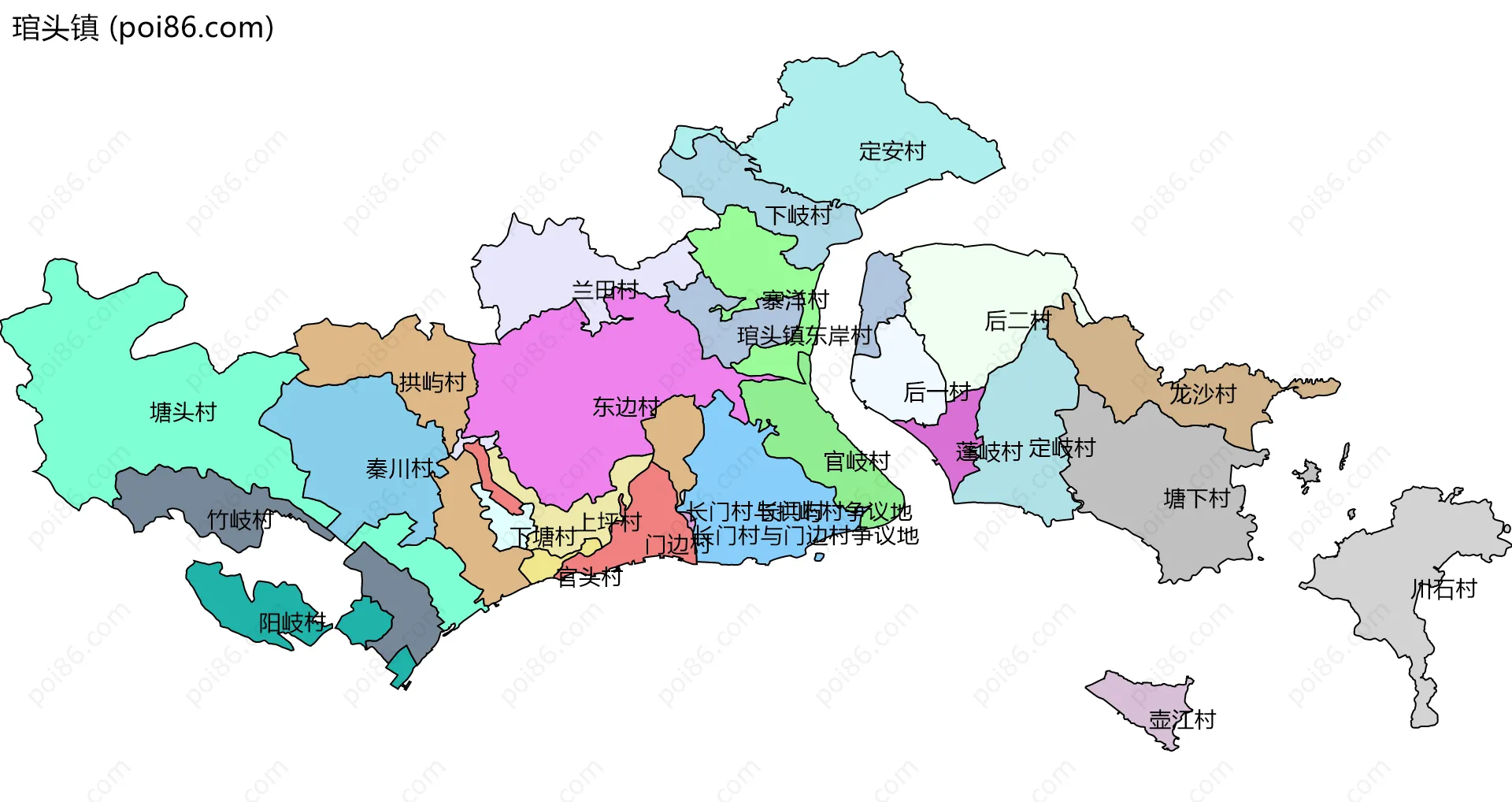 琯头镇边界地图(五级行政区划)