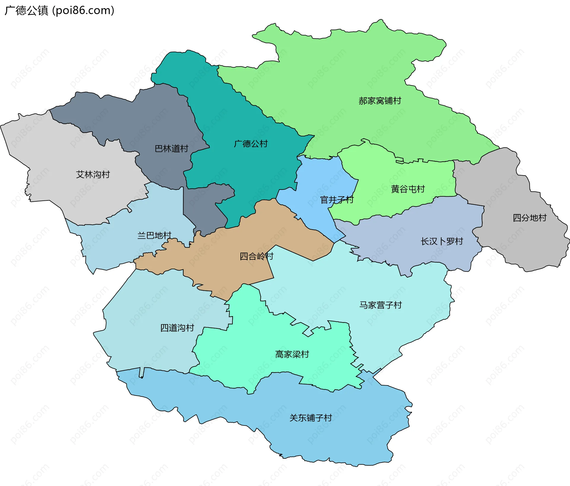 广德公镇边界地图(五级行政区划)